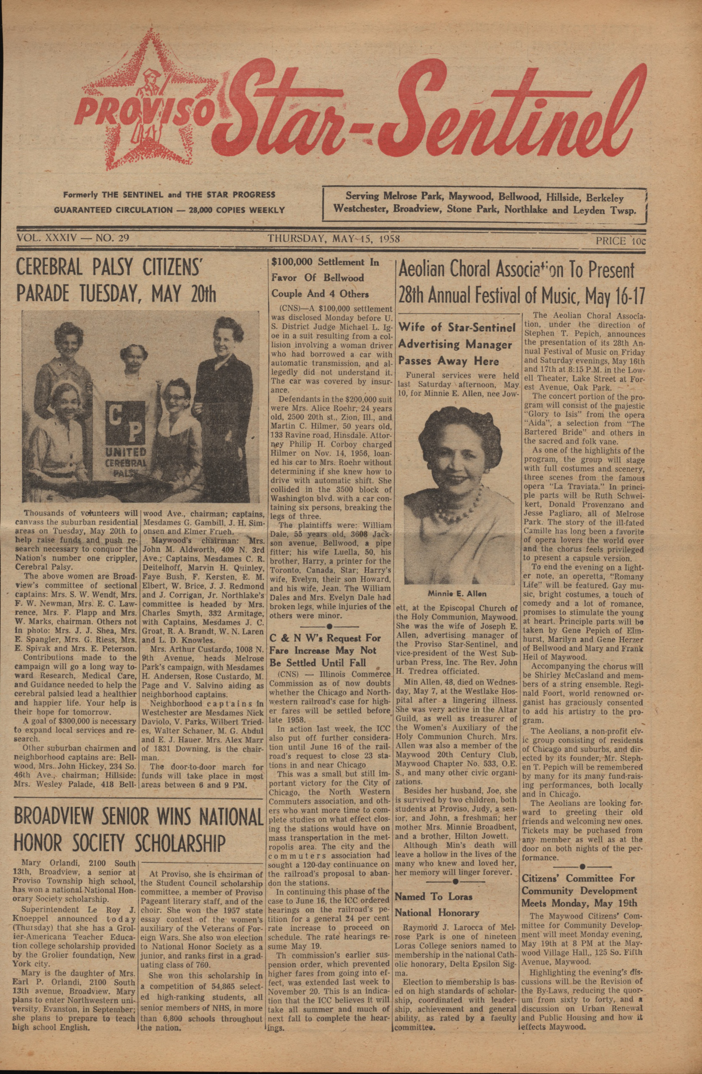 Proviso Star-Sentinel – 19580515