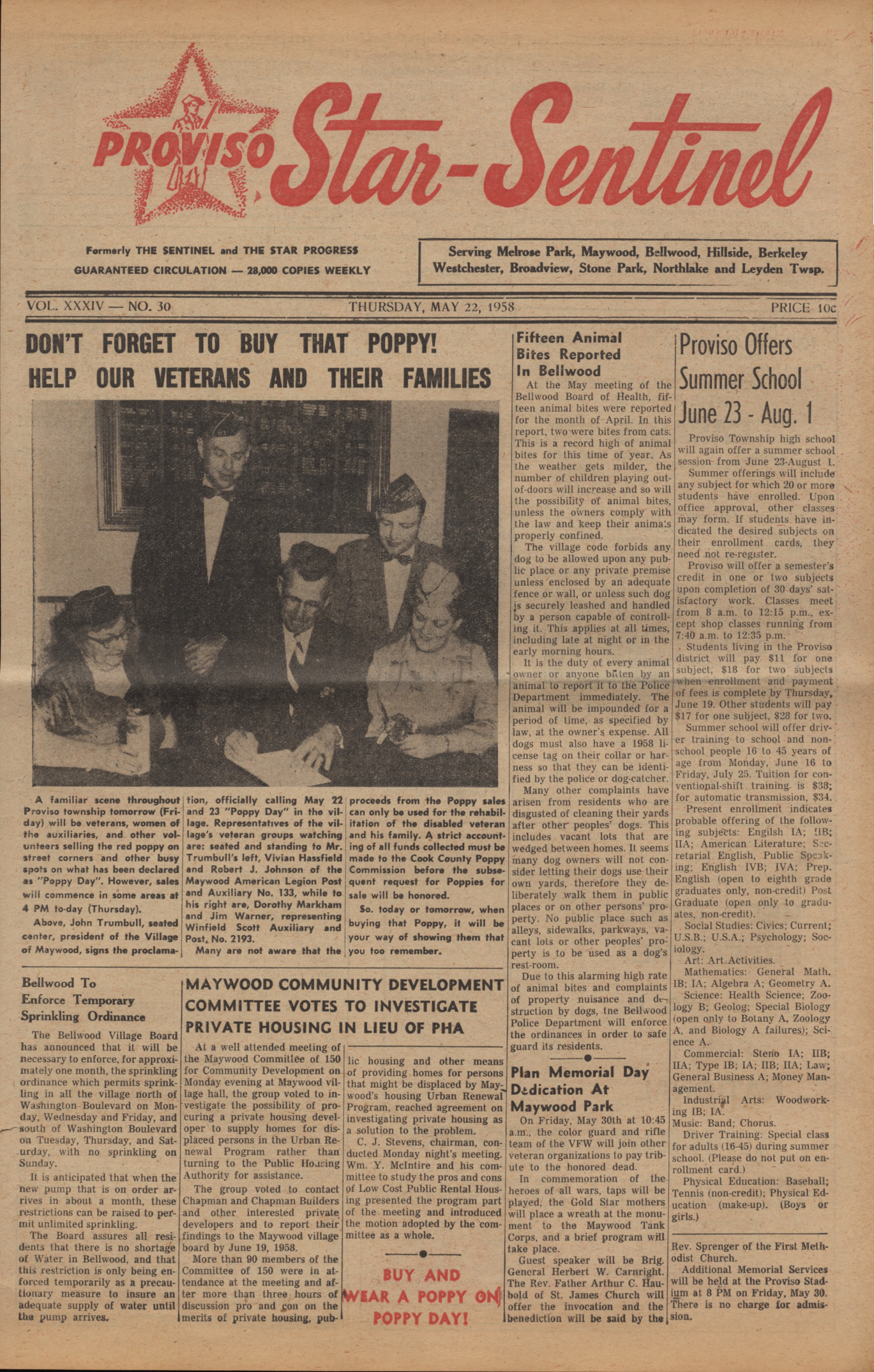 Proviso Star-Sentinel – 19580522
