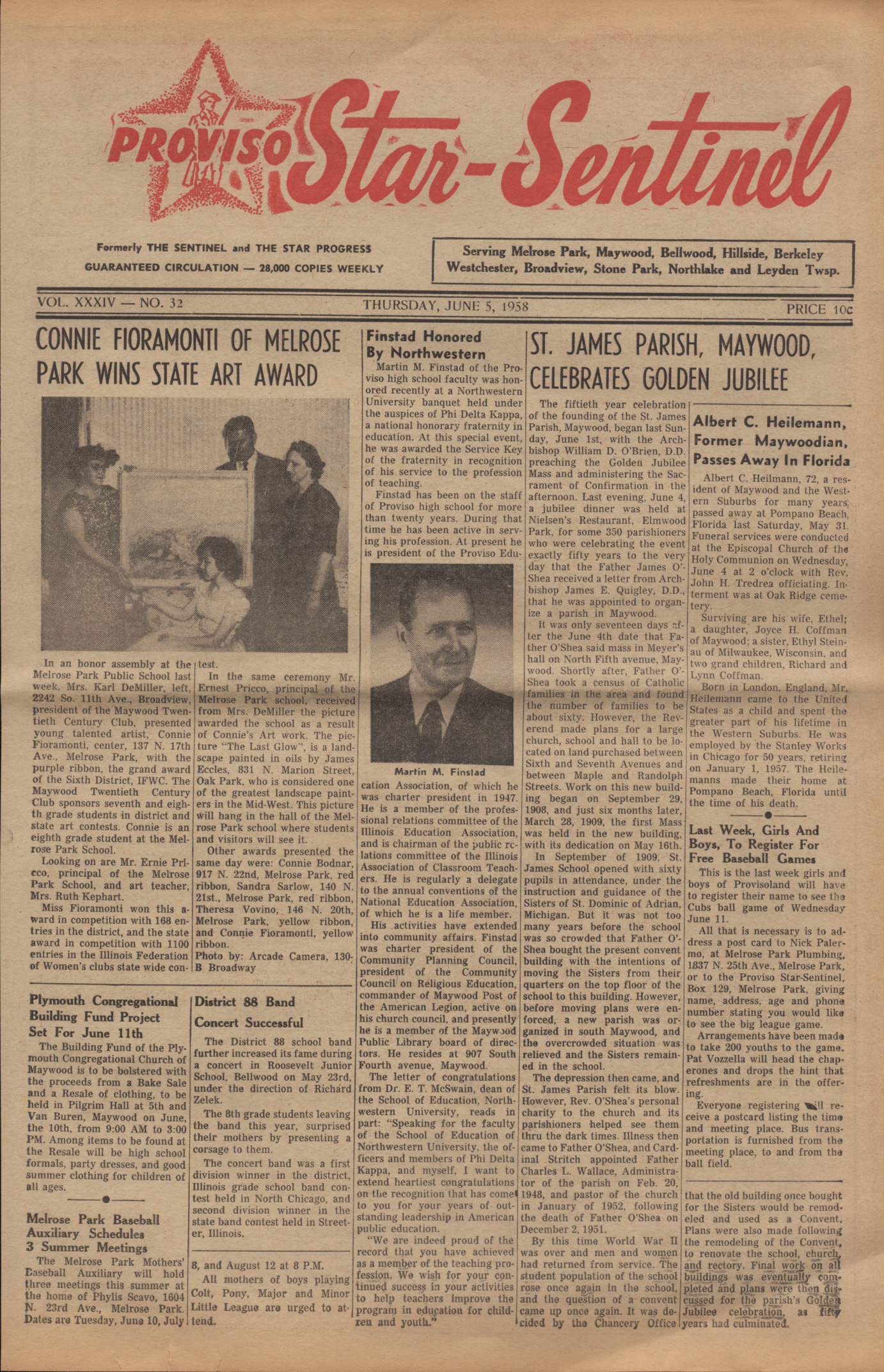 Proviso Star-Sentinel – 19580605