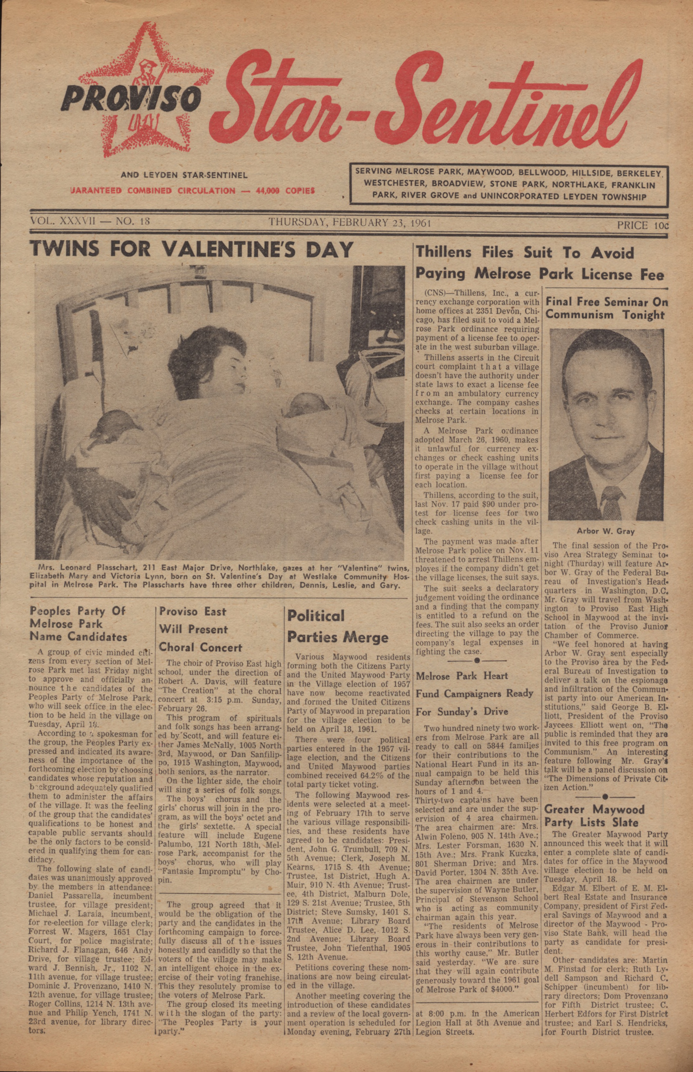 Proviso Star-Sentinel – 19610223