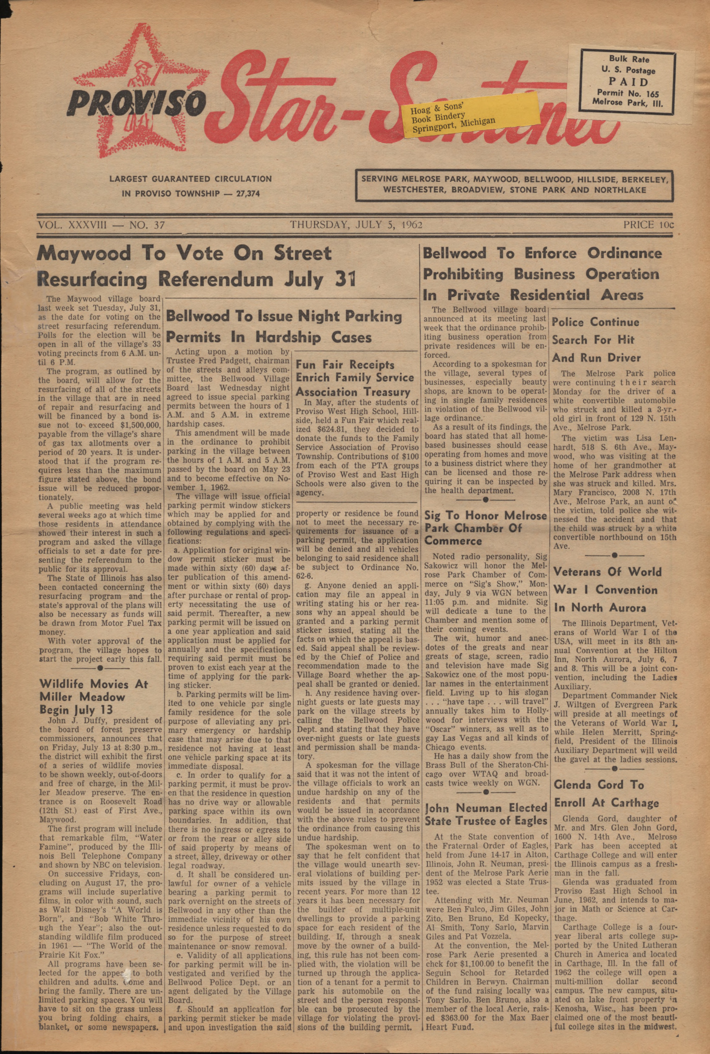 Proviso Star-Sentinel – 19620705