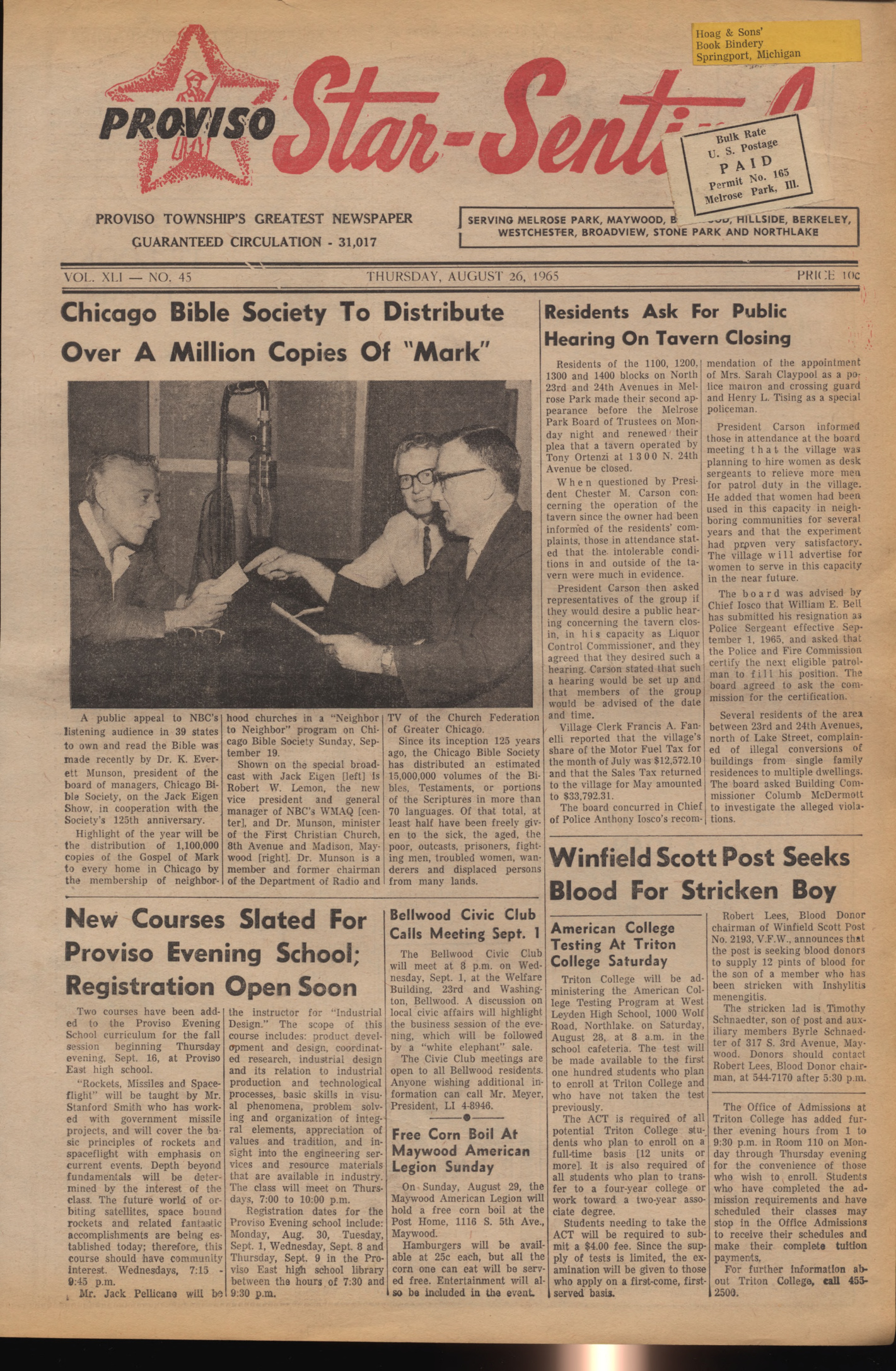 Proviso Star-Sentinel – 19650826