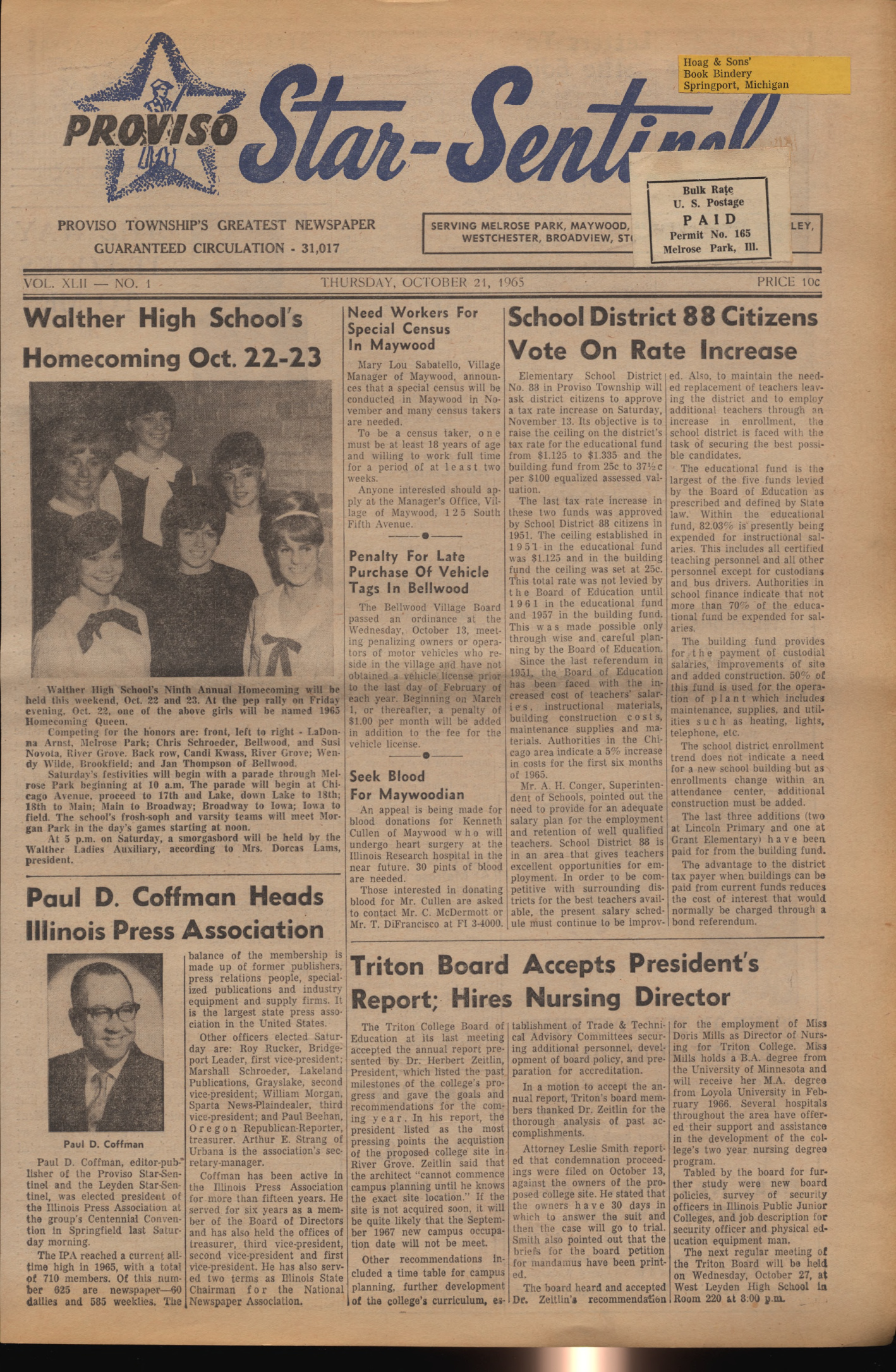 Proviso Star-Sentinel – 19651021