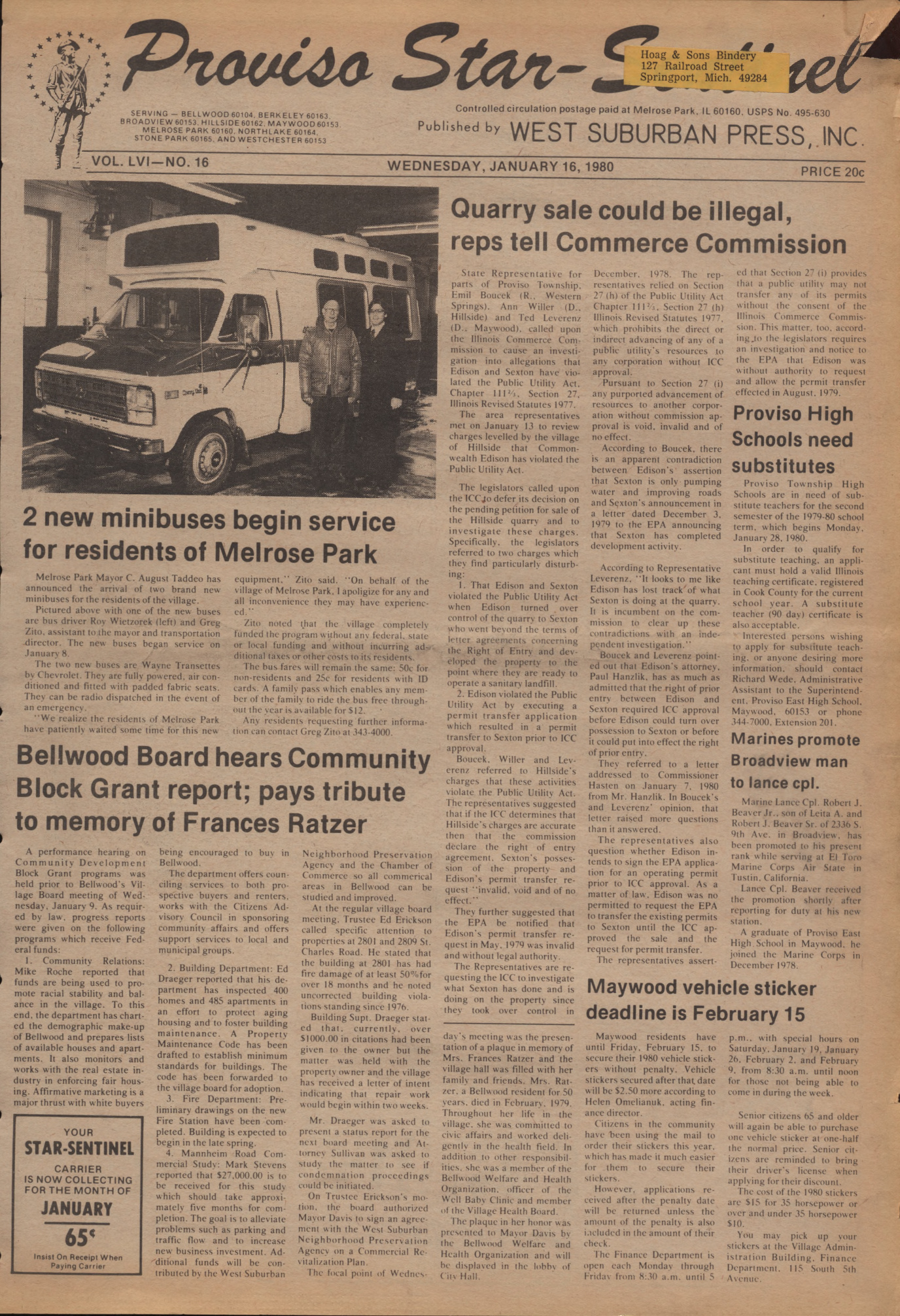Proviso Star-Sentinel – 19800116