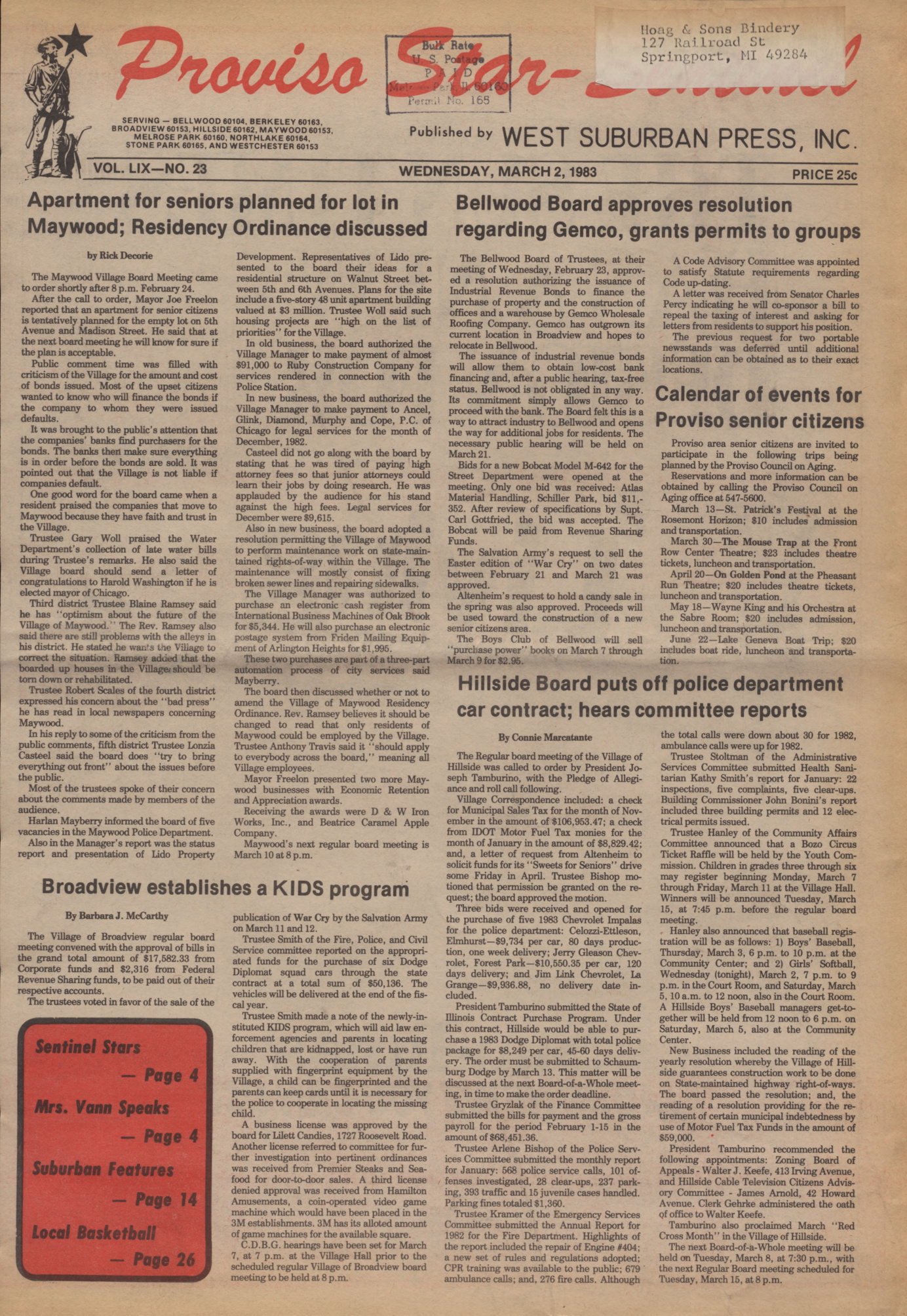 Proviso Star-Sentinel – 19830302