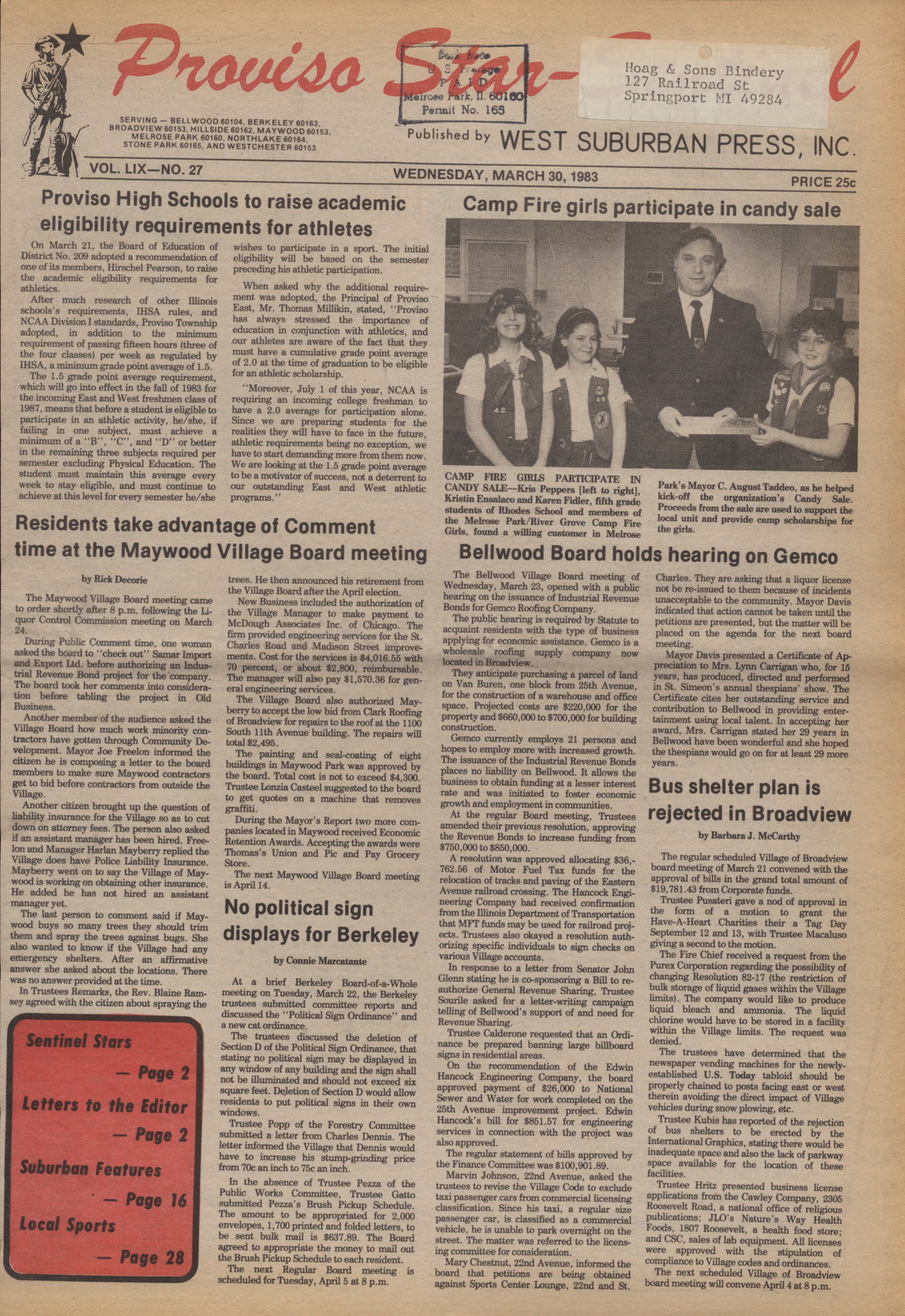 Proviso Star-Sentinel – 19830330