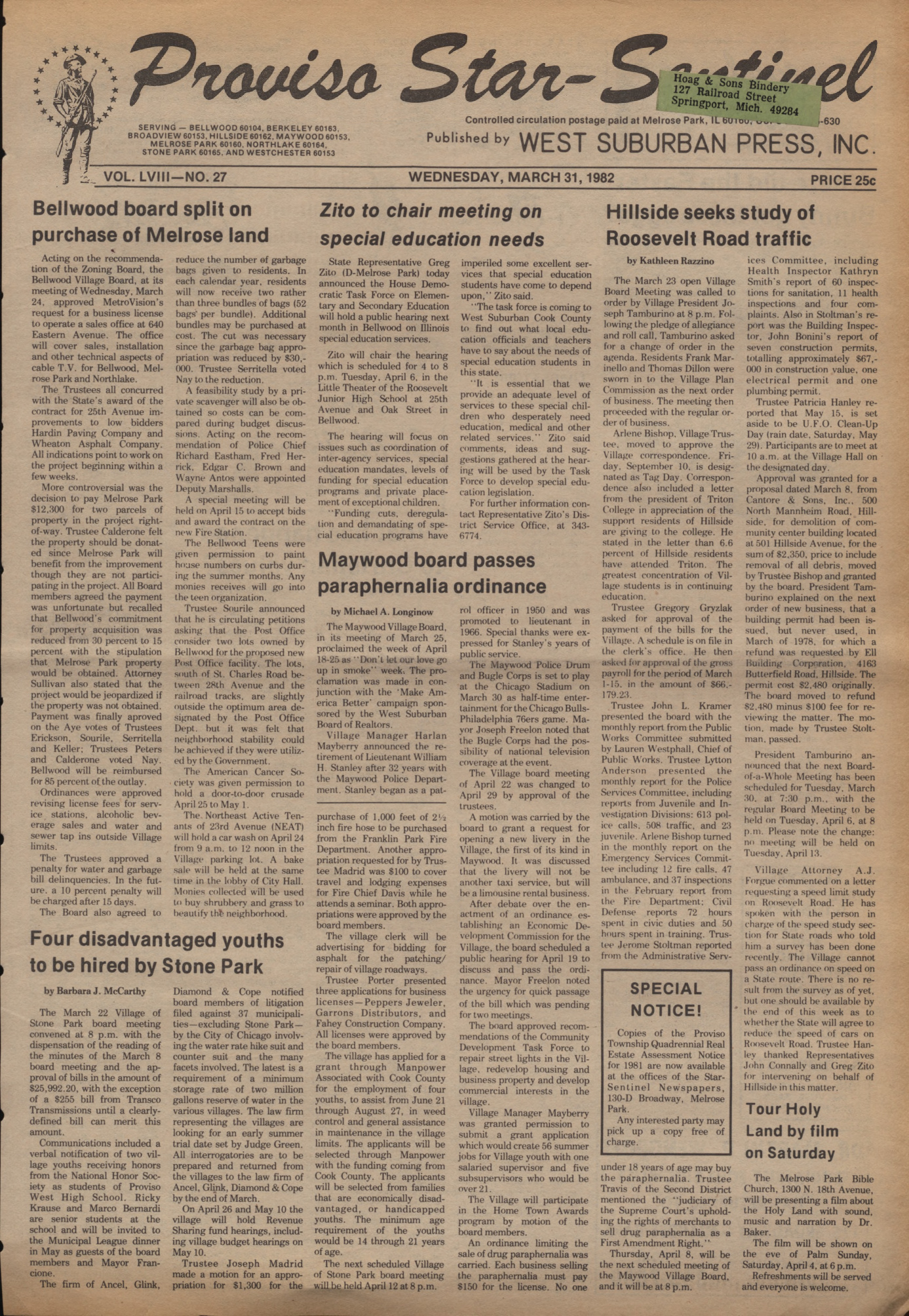Proviso Star-Sentinel – 19820331