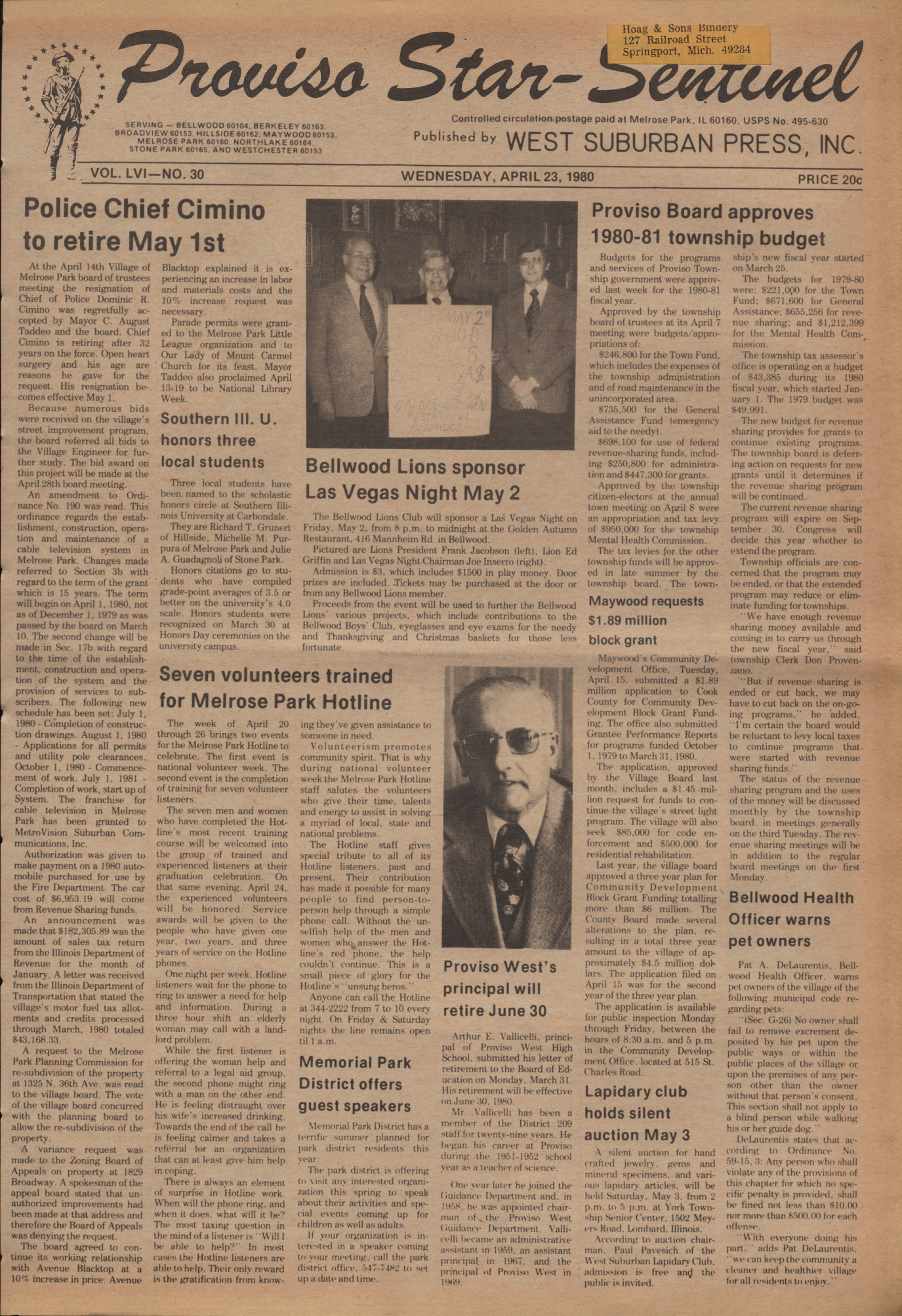 Proviso Star-Sentinel – 19800423