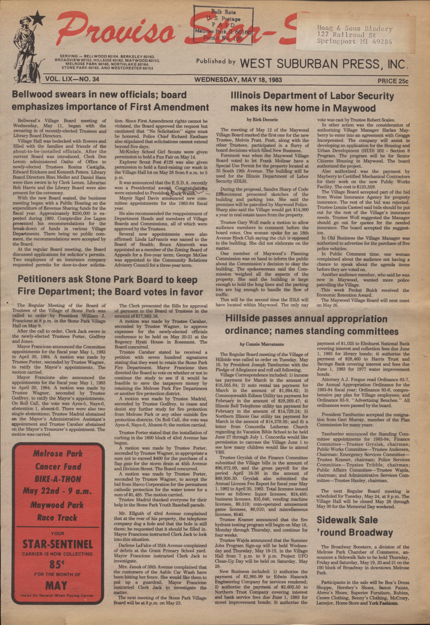 Proviso Star-Sentinel – 19830518