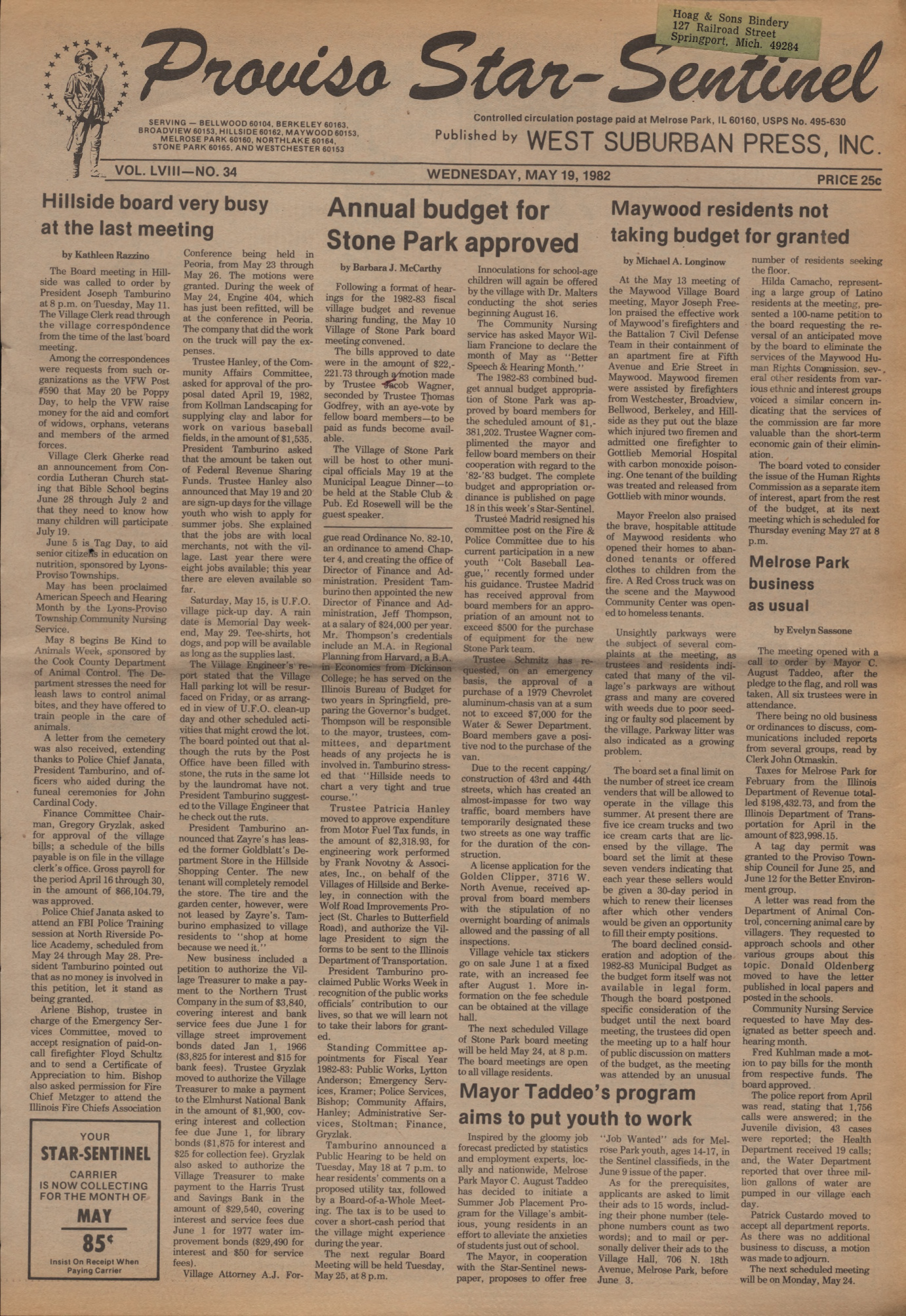 Proviso Star-Sentinel – 19820519