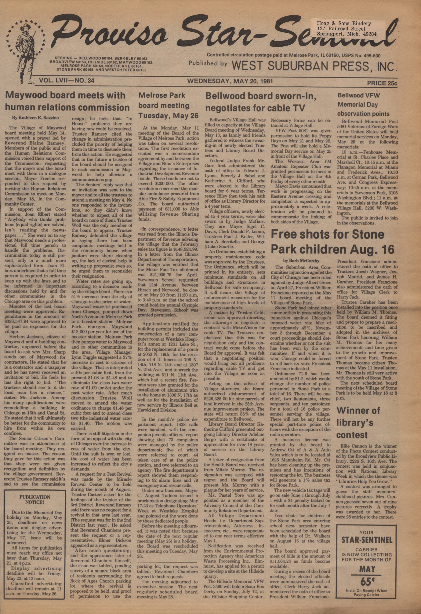 Proviso Star-Sentinel – 19810520