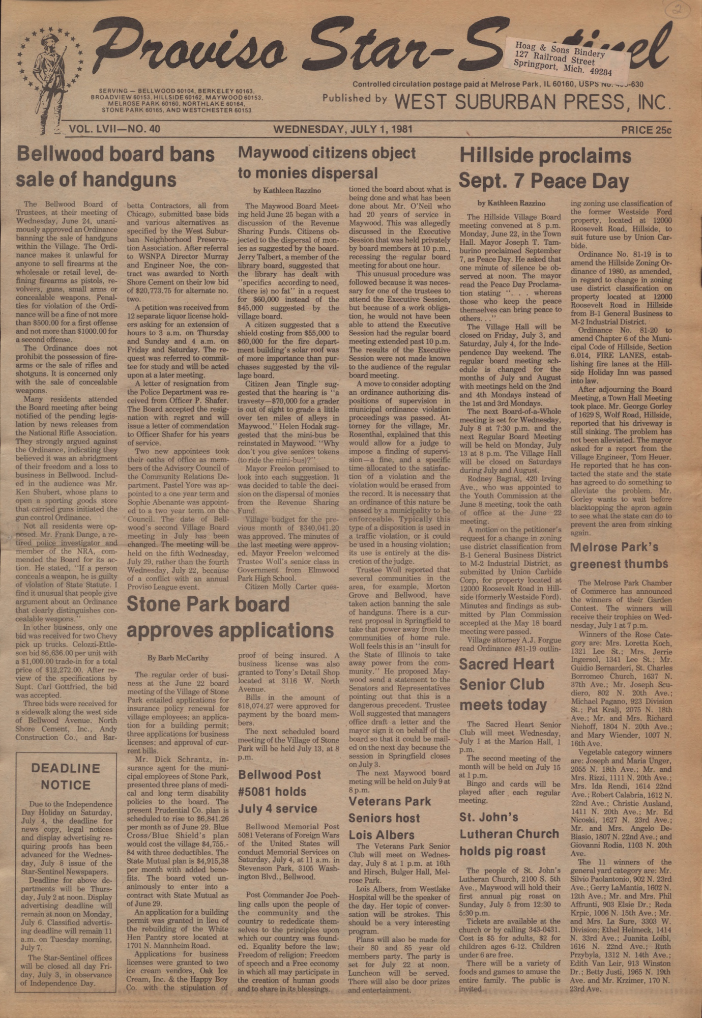 Proviso Star-Sentinel – 19810701