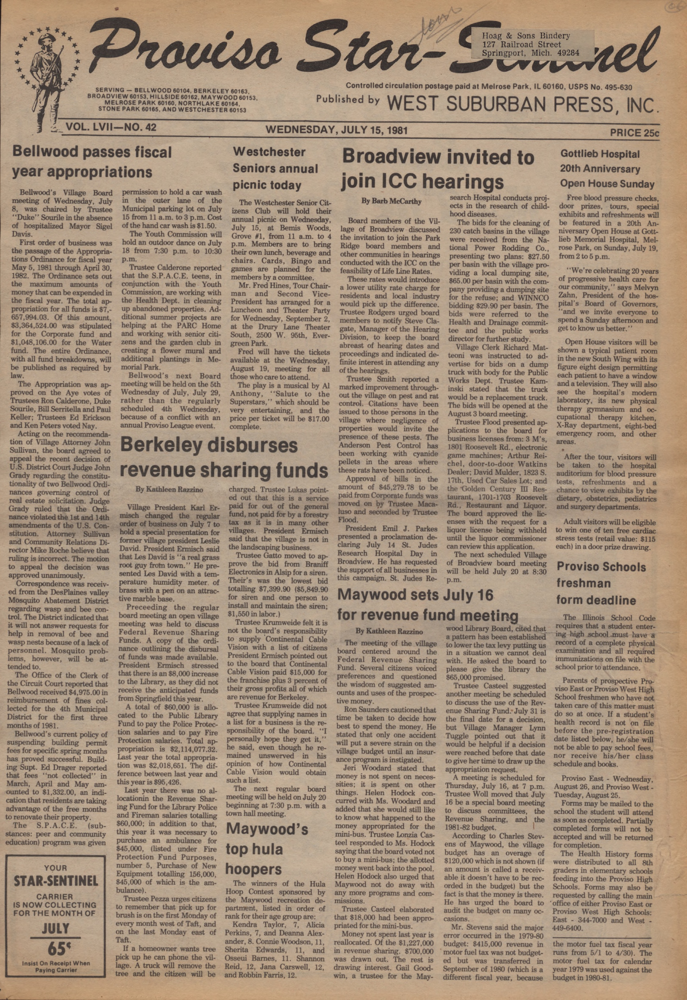 Proviso Star-Sentinel – 19810715