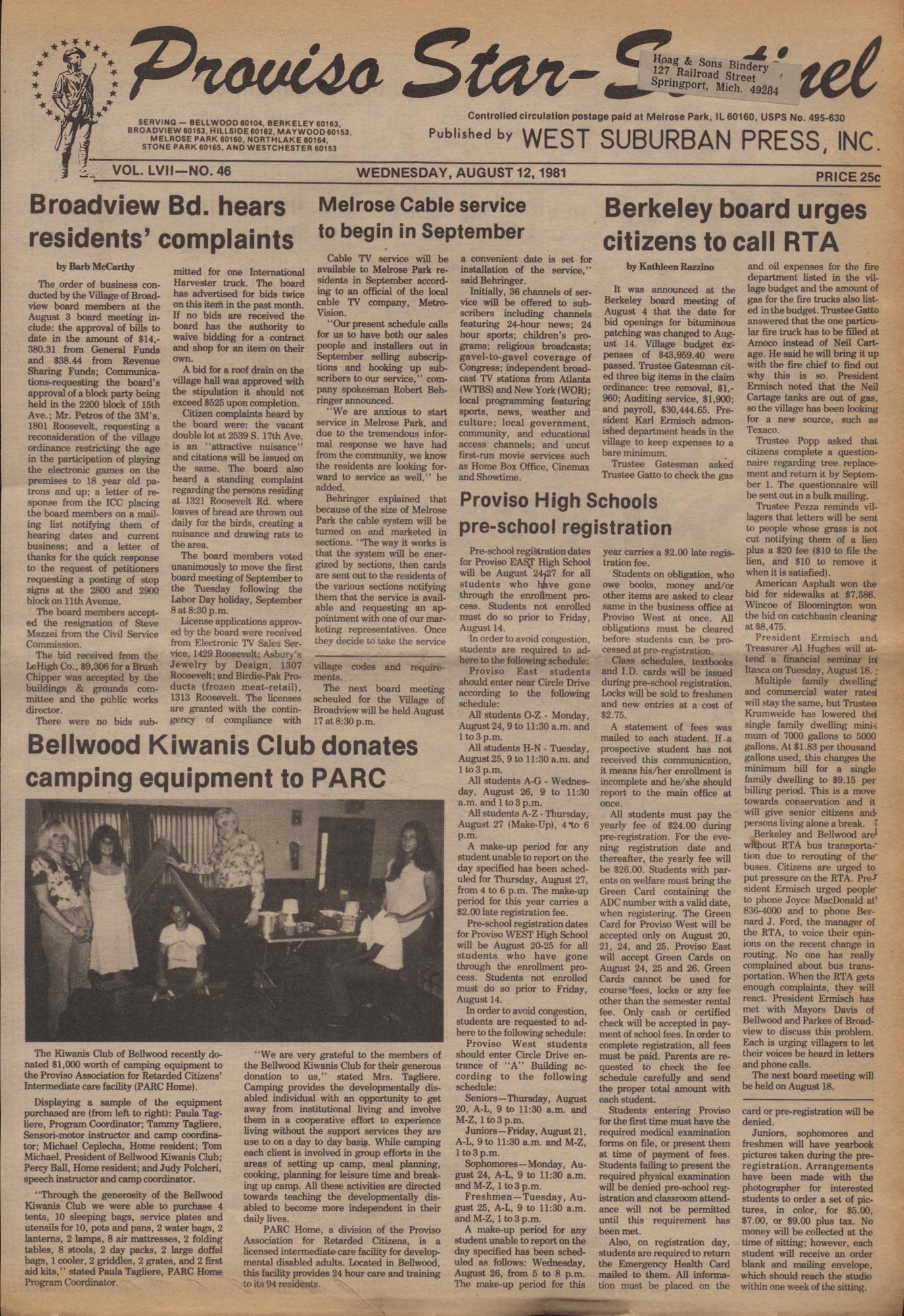 Proviso Star-Sentinel – 19810812