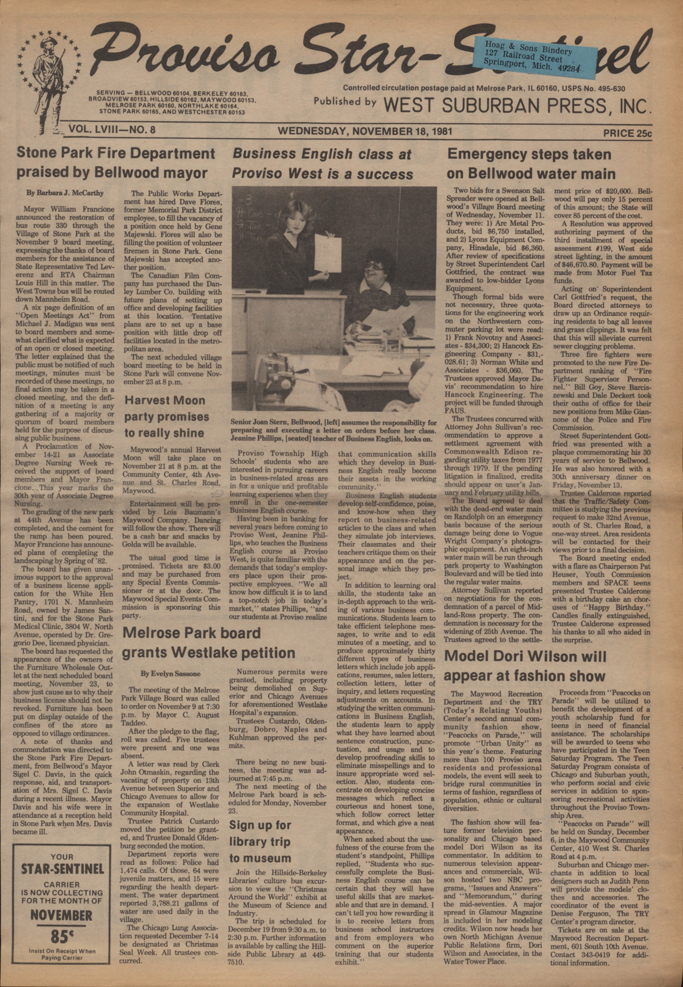 Proviso Star-Sentinel – 19811118