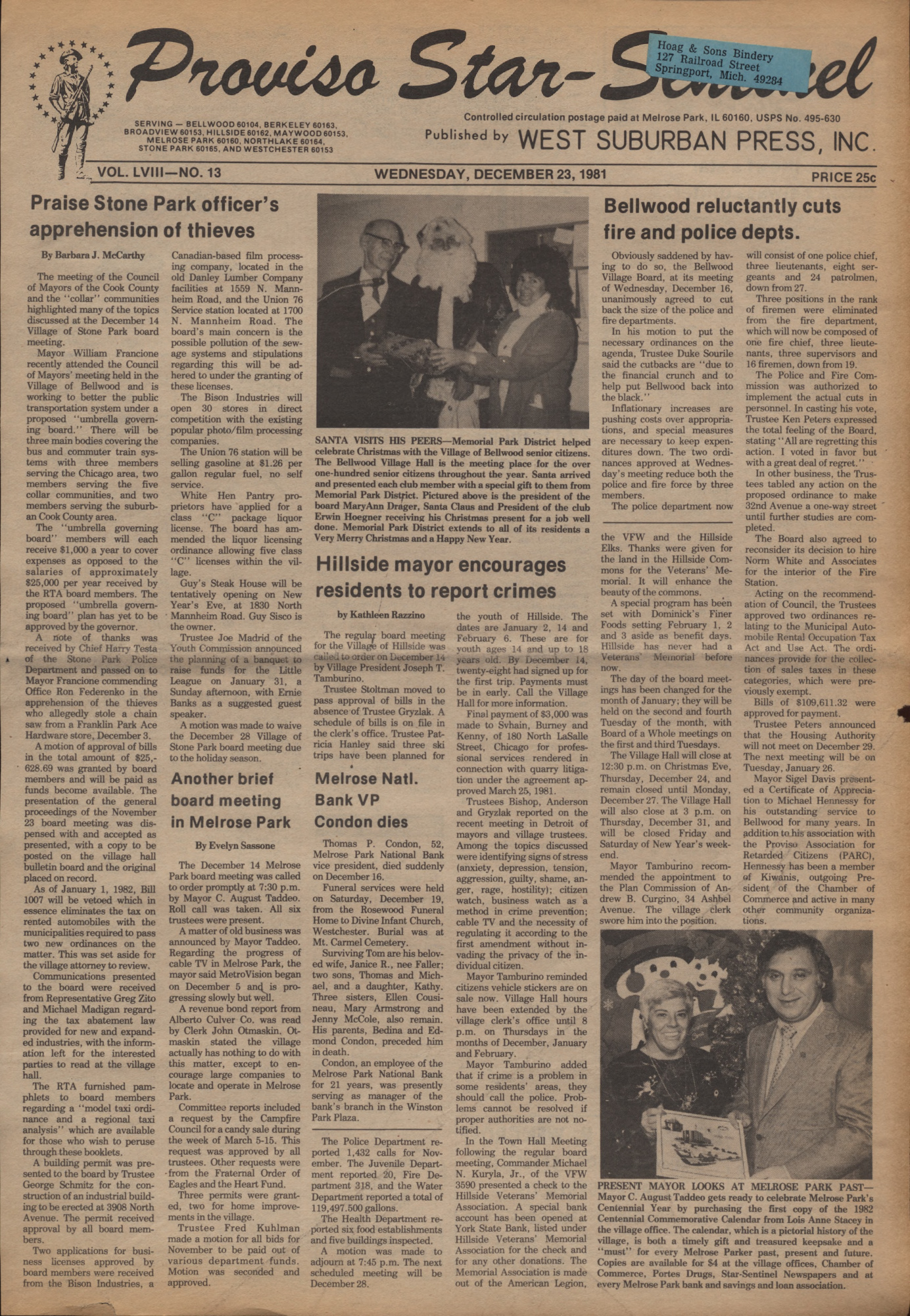 Proviso Star-Sentinel – 19811223