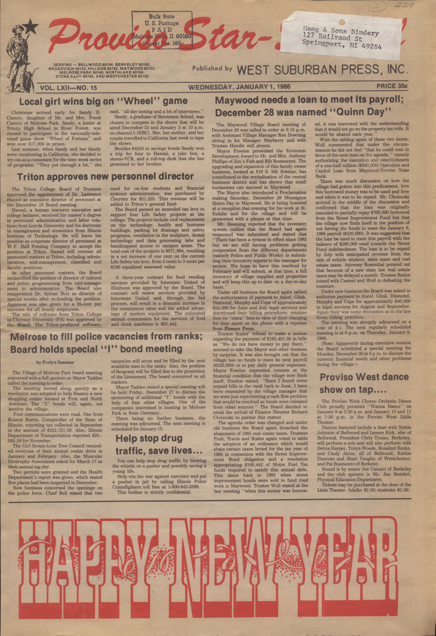 Proviso Star-Sentinel – 19860101