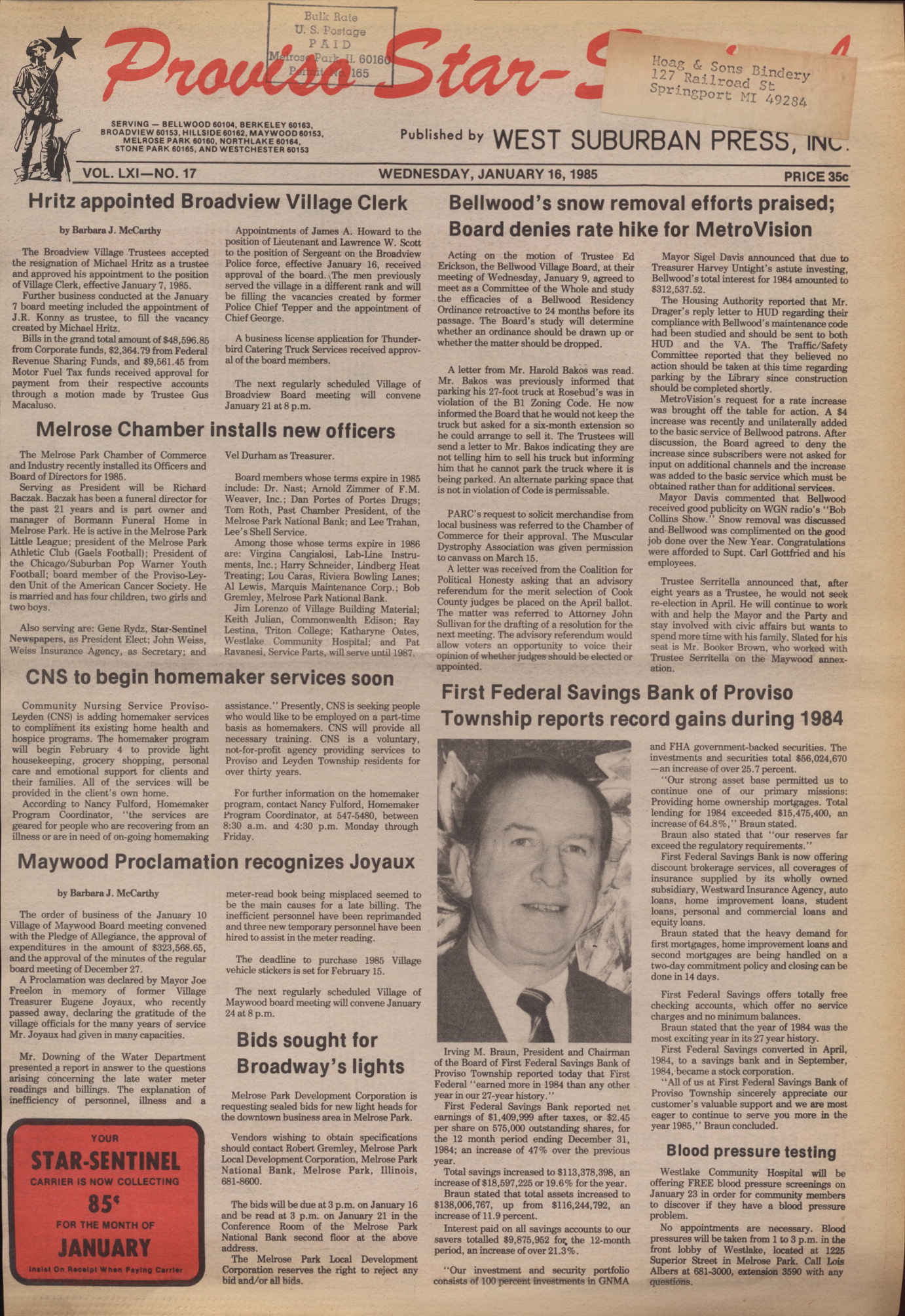 Proviso Star-Sentinel – 19850116