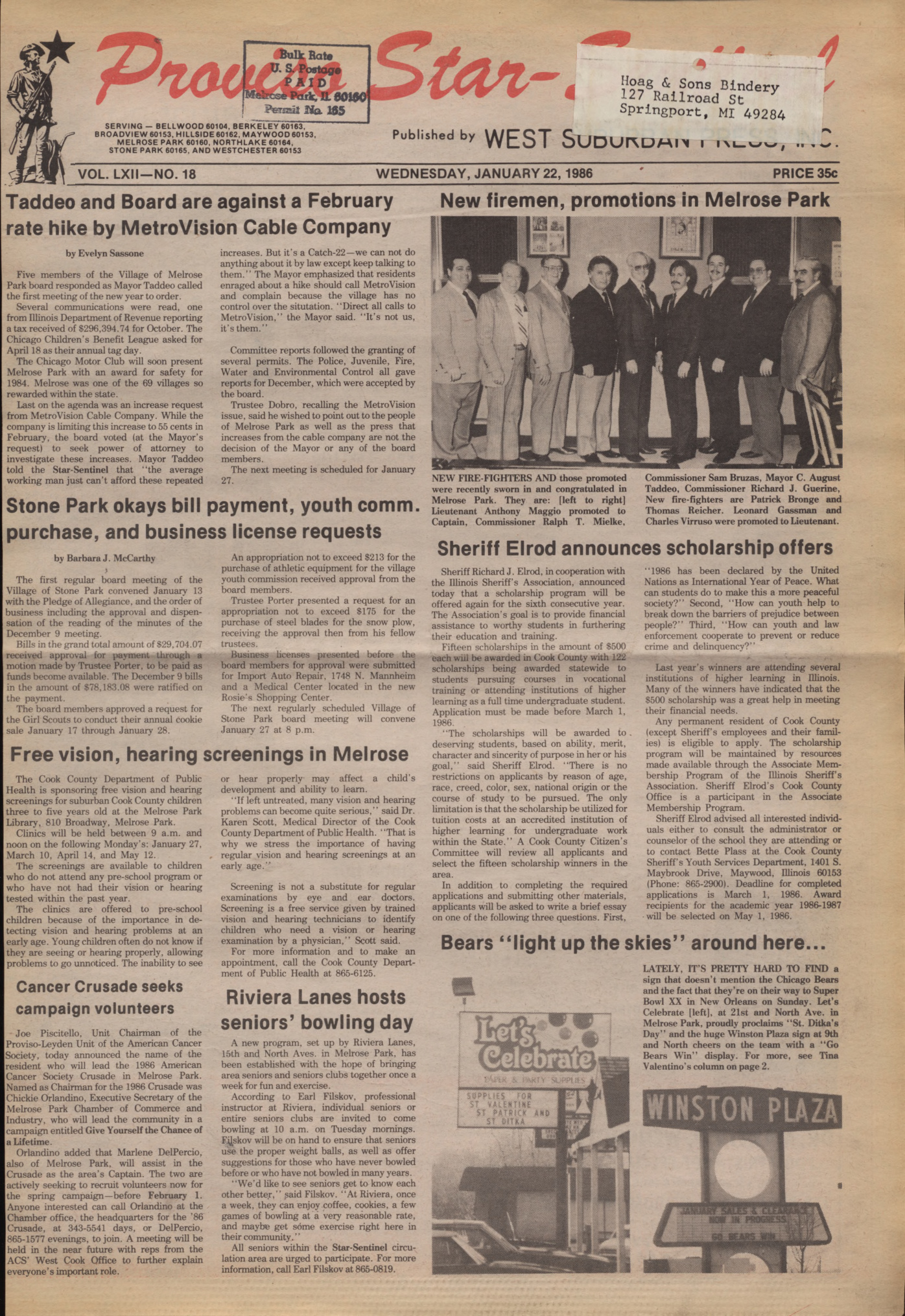 Proviso Star-Sentinel – 19860122