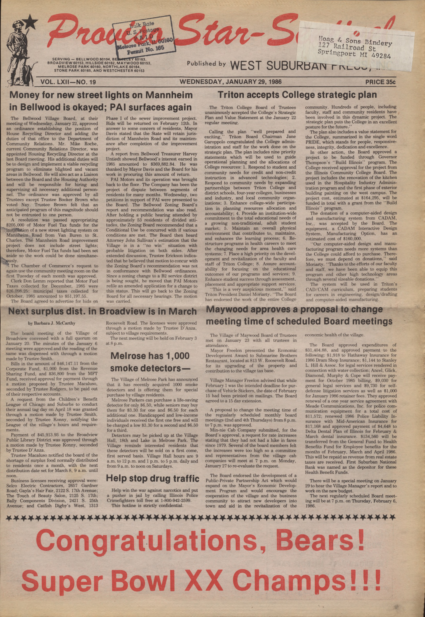 Proviso Star-Sentinel – 19860129