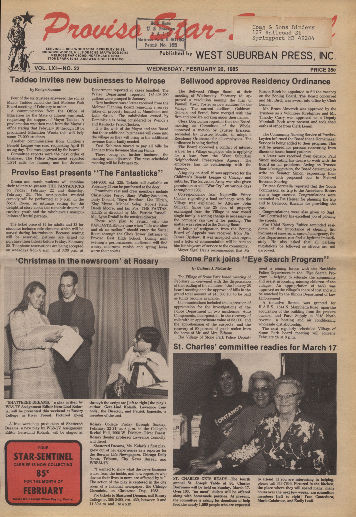 Proviso Star-Sentinel – 19850220