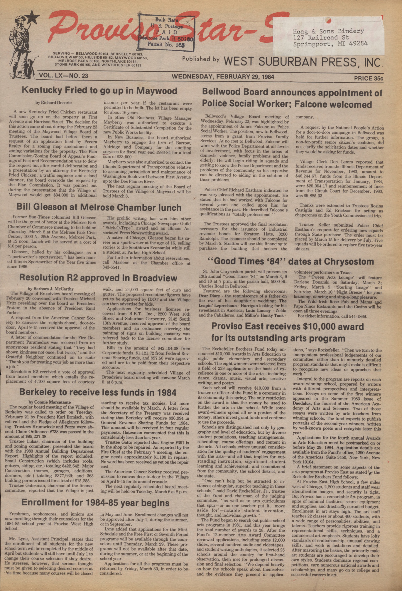 Proviso Star-Sentinel – 19840229