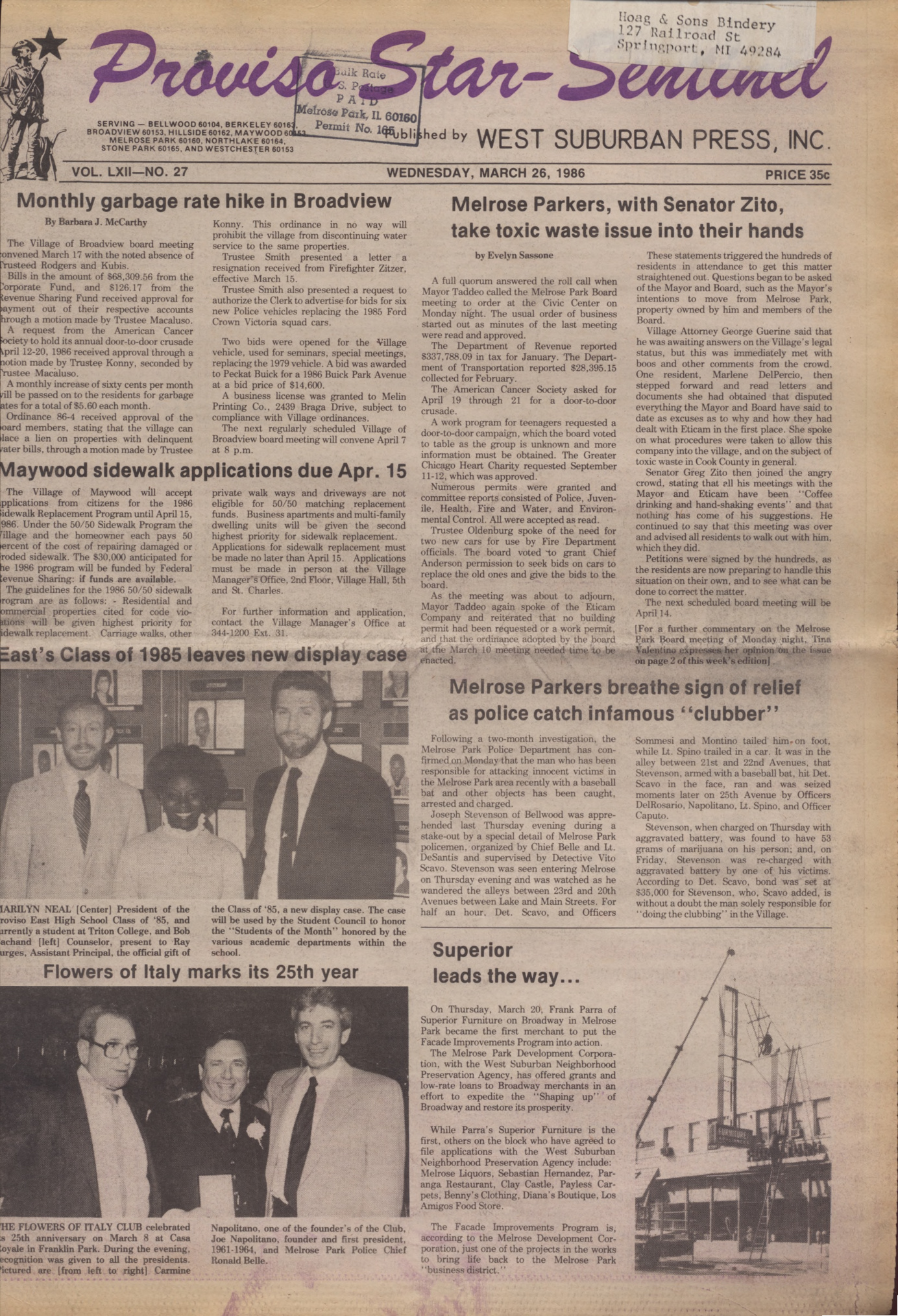 Proviso Star-Sentinel – 19860326