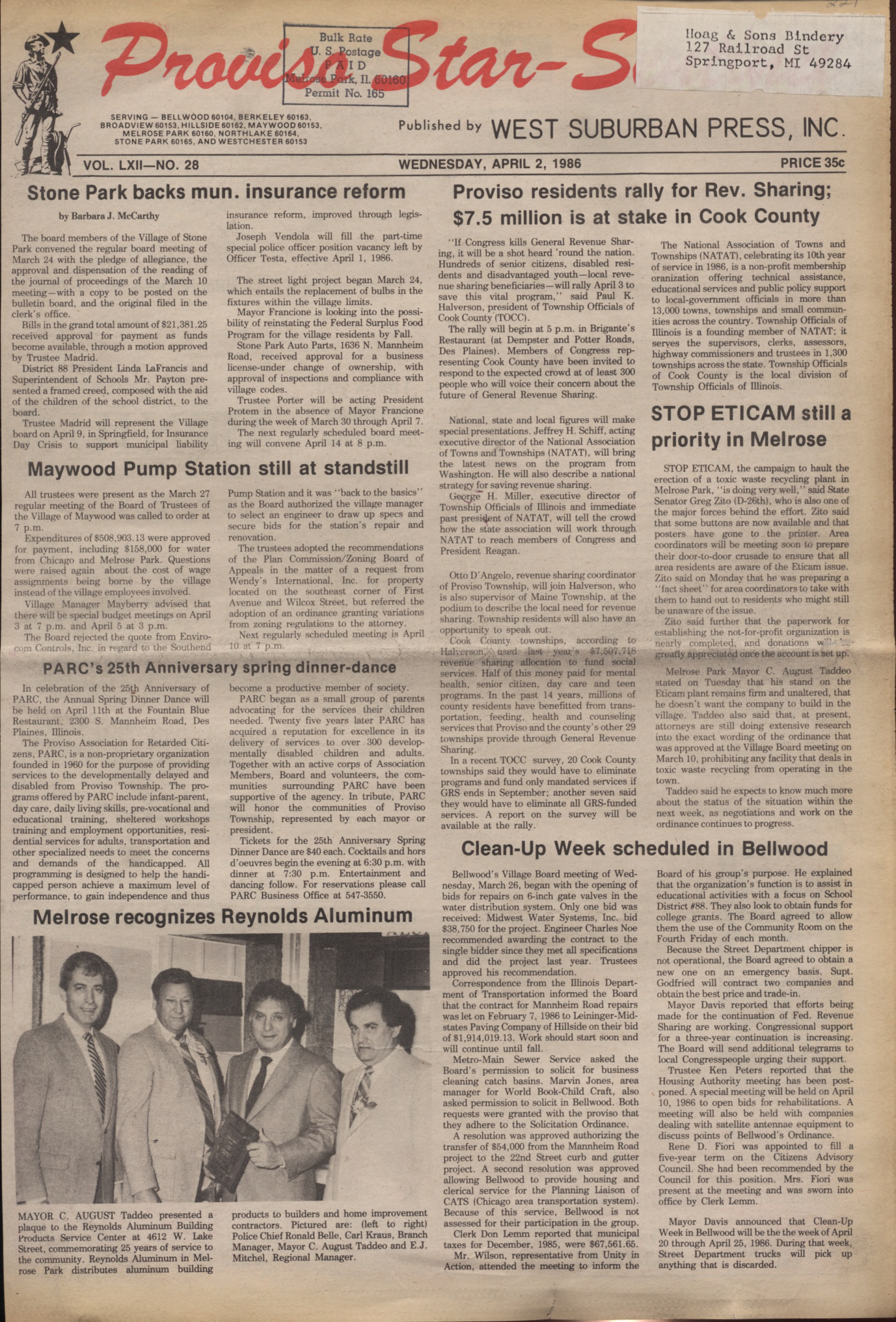 Proviso Star-Sentinel – 19860402