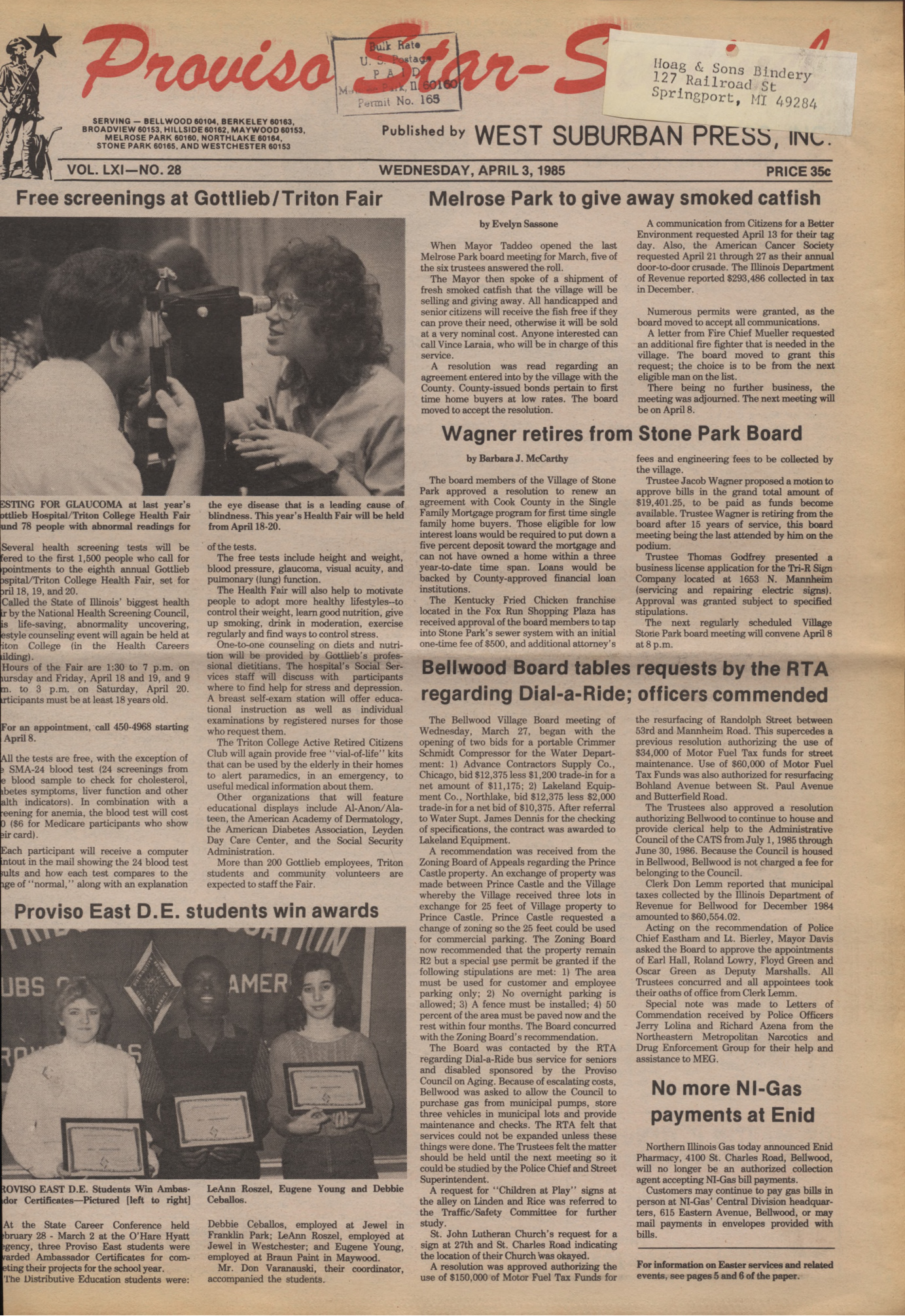 Proviso Star-Sentinel – 19850403