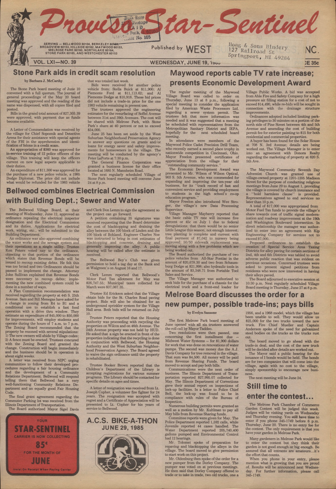 Proviso Star-Sentinel – 19850619