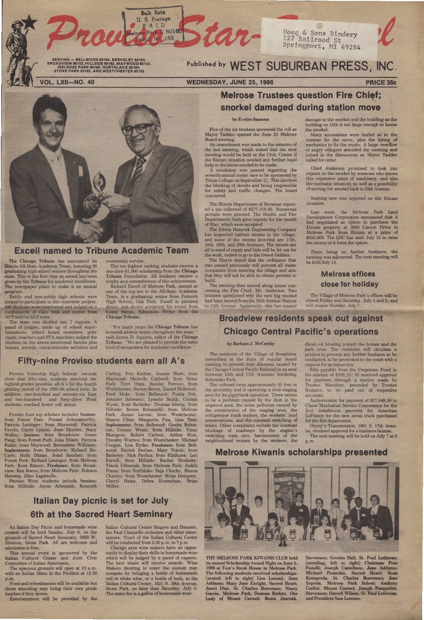 Proviso Star-Sentinel – 19860625