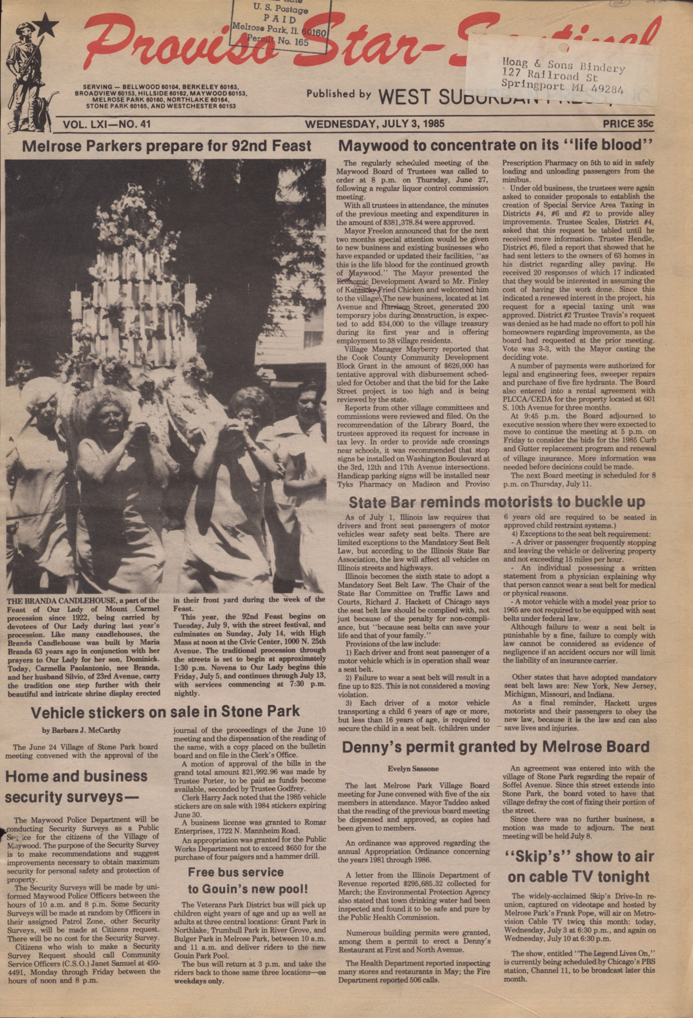 Proviso Star-Sentinel – 19850703