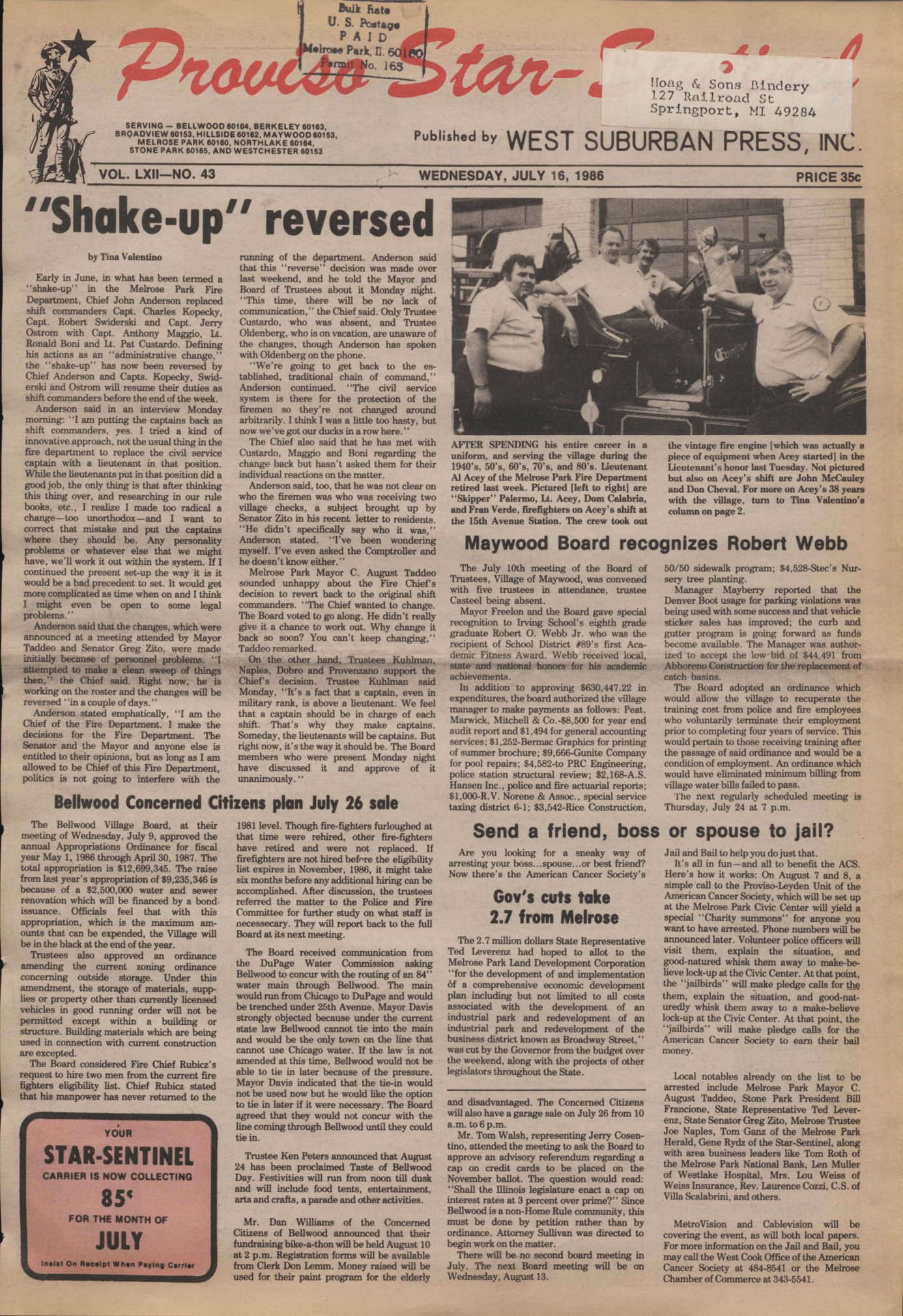 Proviso Star-Sentinel – 19860716