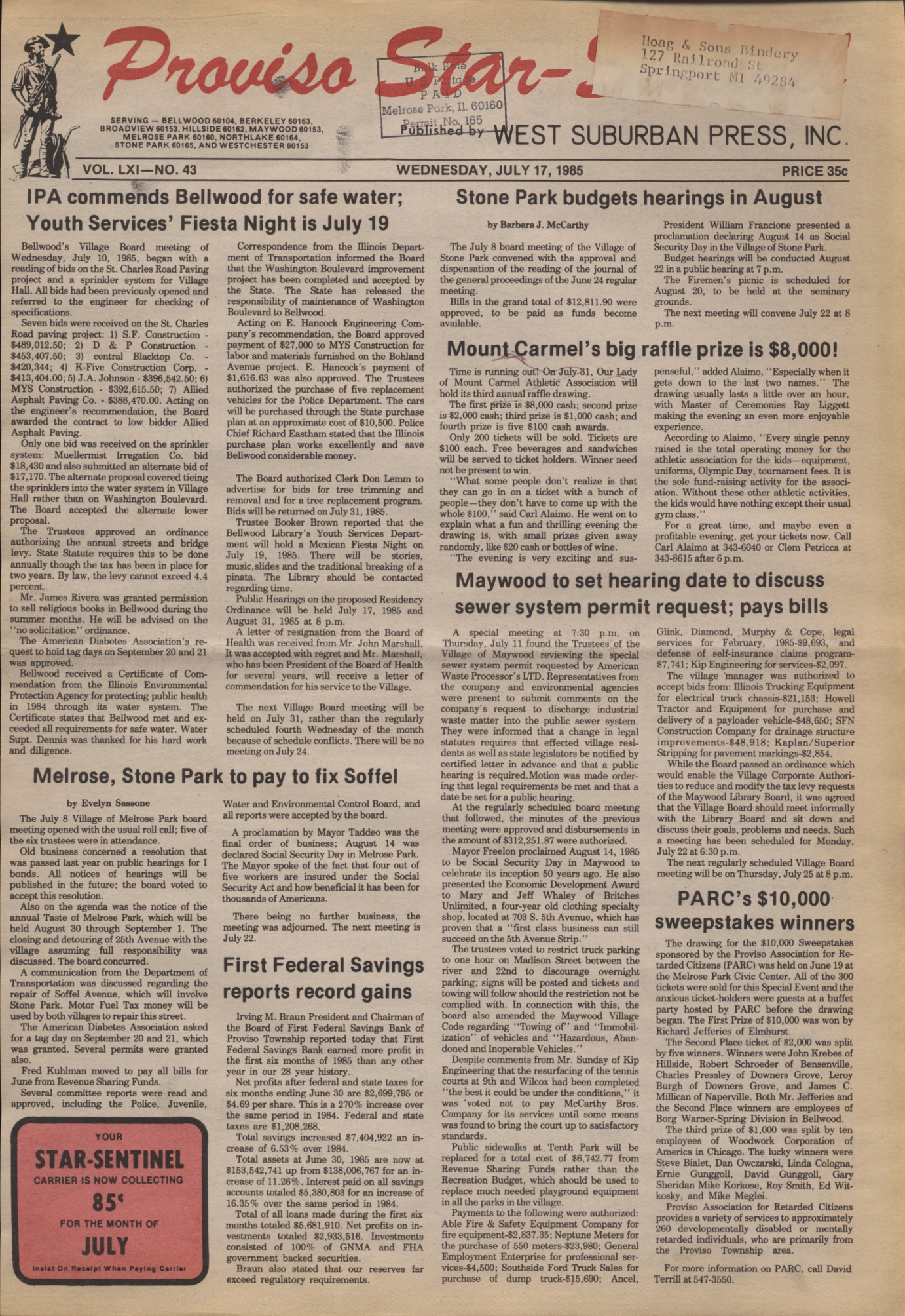 Proviso Star-Sentinel – 19850717