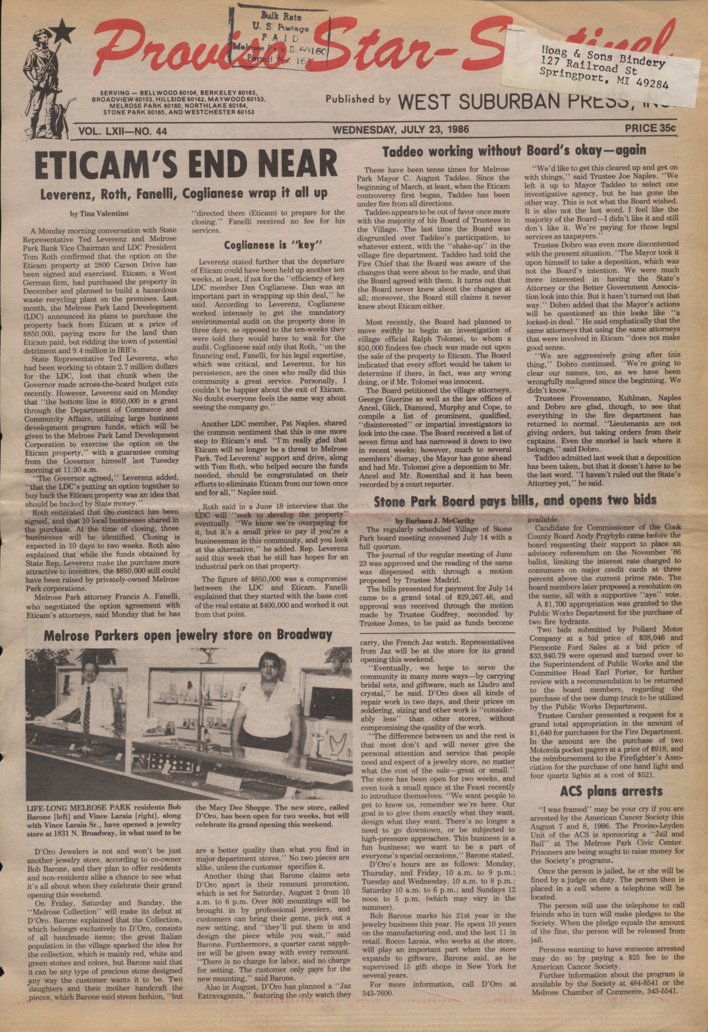 Proviso Star-Sentinel – 19860723