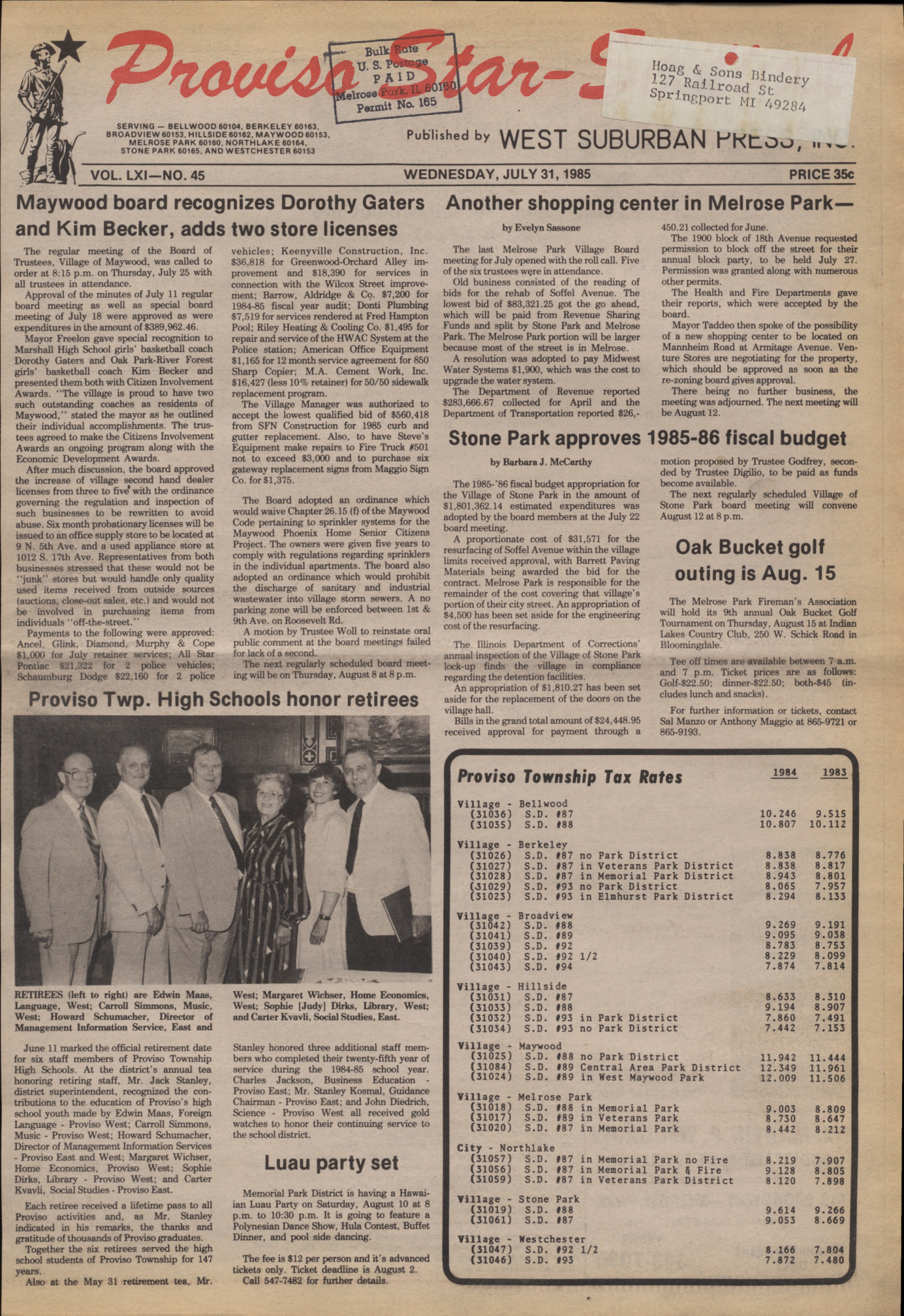 Proviso Star-Sentinel – 19850731