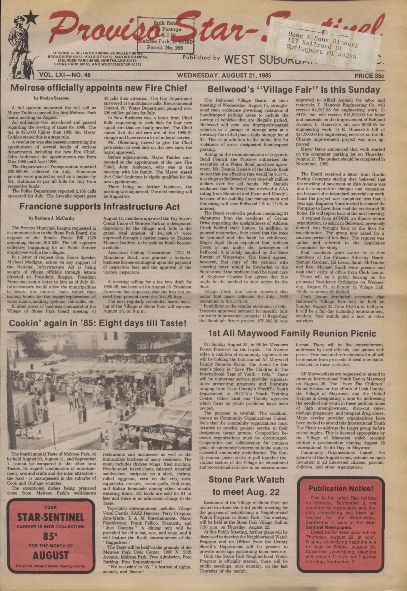 Proviso Star-Sentinel – 19850821