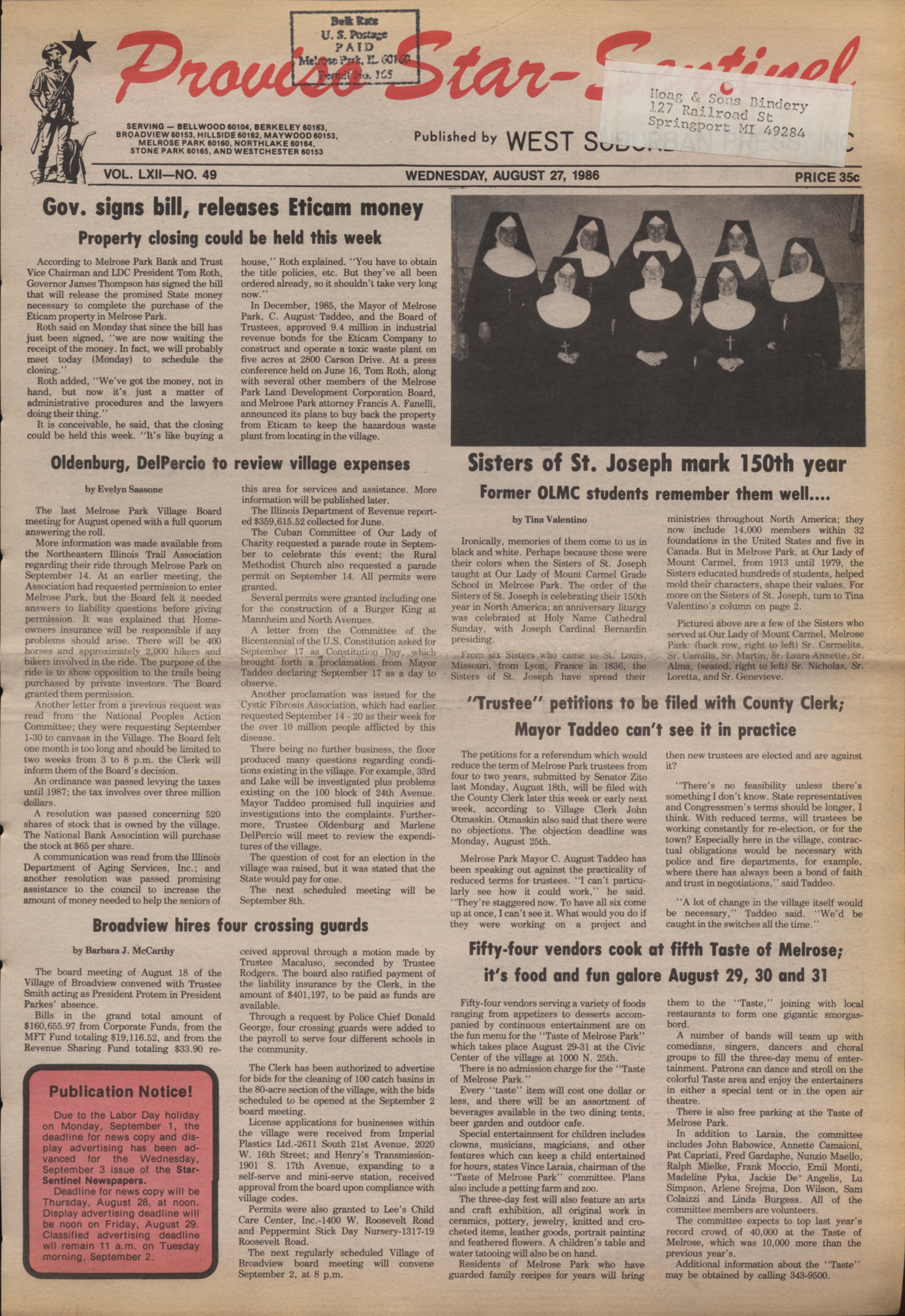 Proviso Star-Sentinel – 19860827