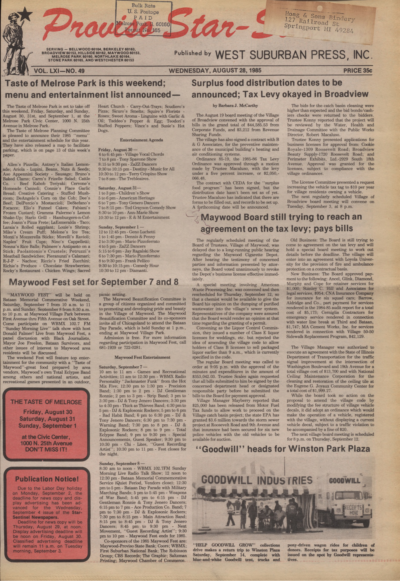 Proviso Star-Sentinel – 19850828