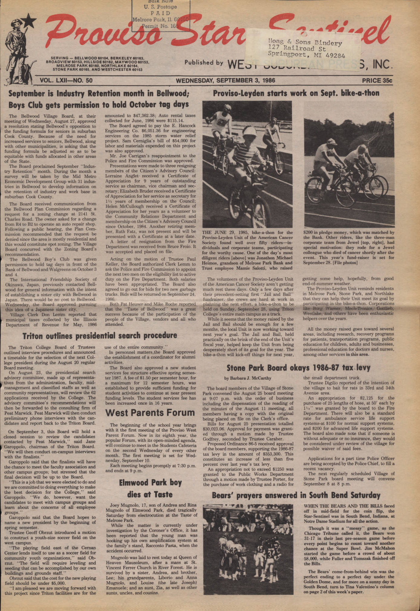Proviso Star-Sentinel – 19860903
