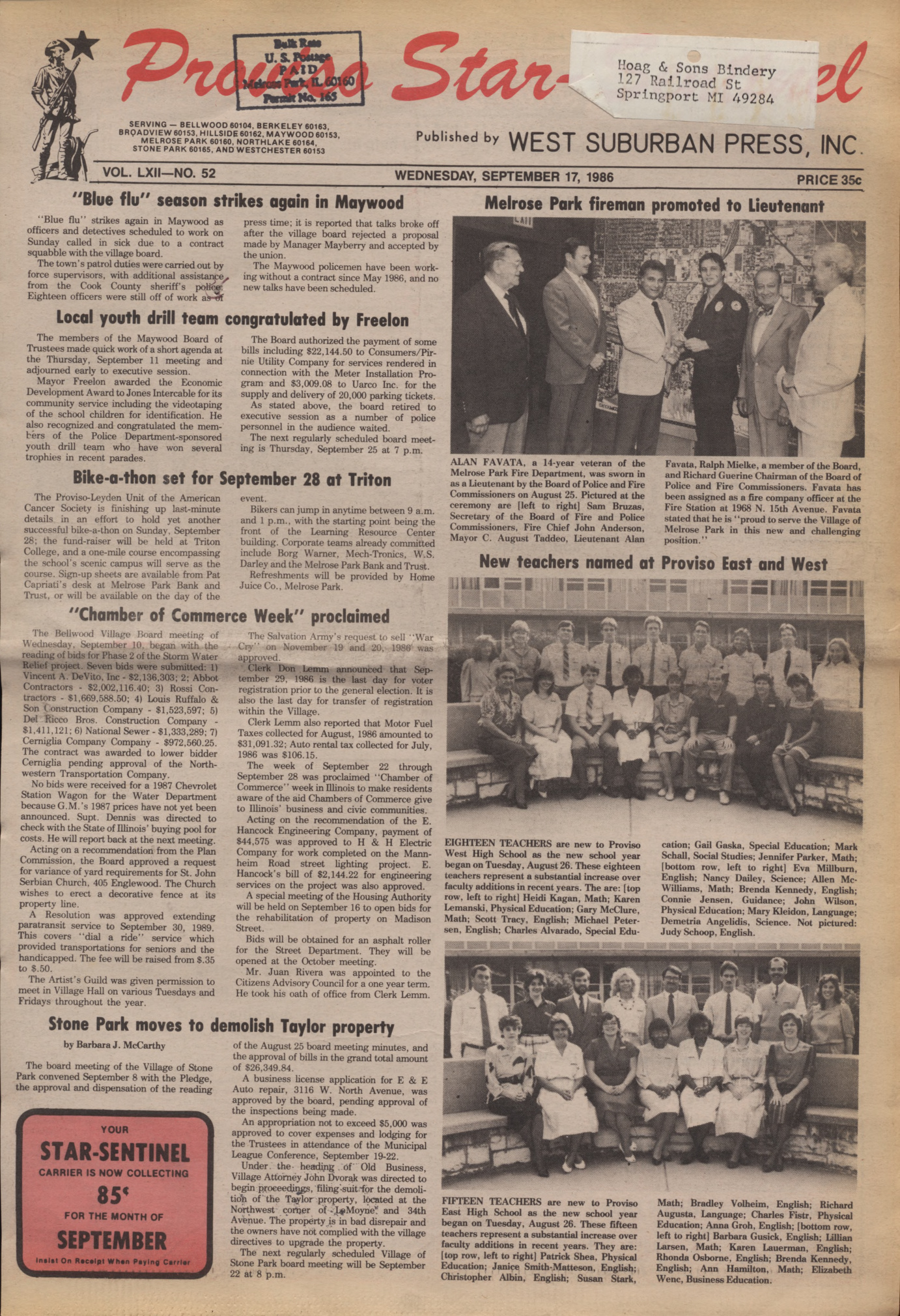 Proviso Star-Sentinel – 19860917