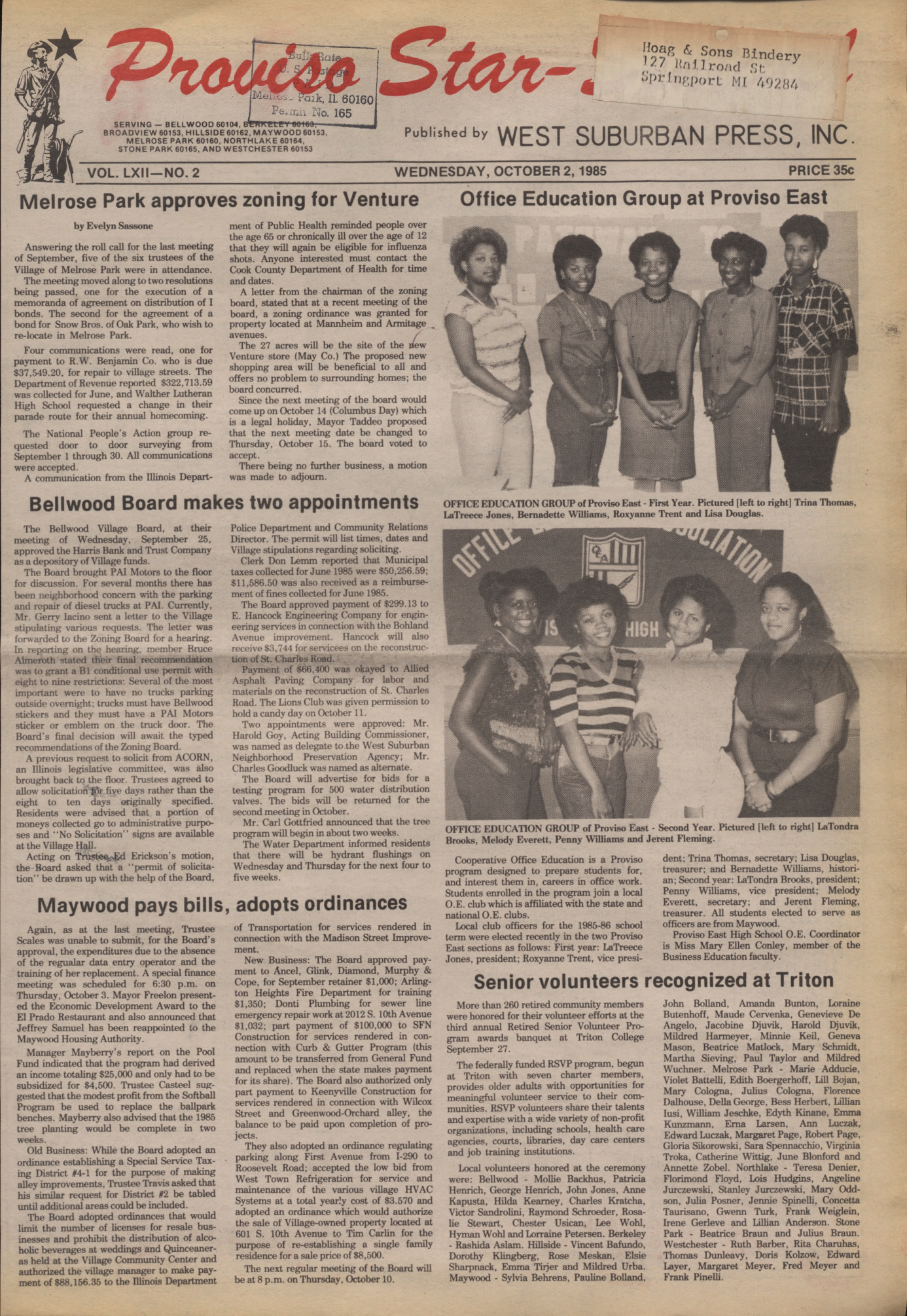 Proviso Star-Sentinel – 19851002
