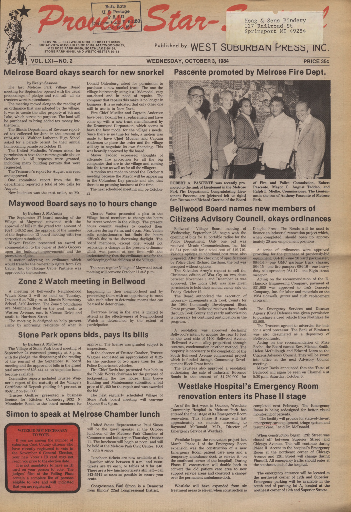 Proviso Star-Sentinel – 19841003