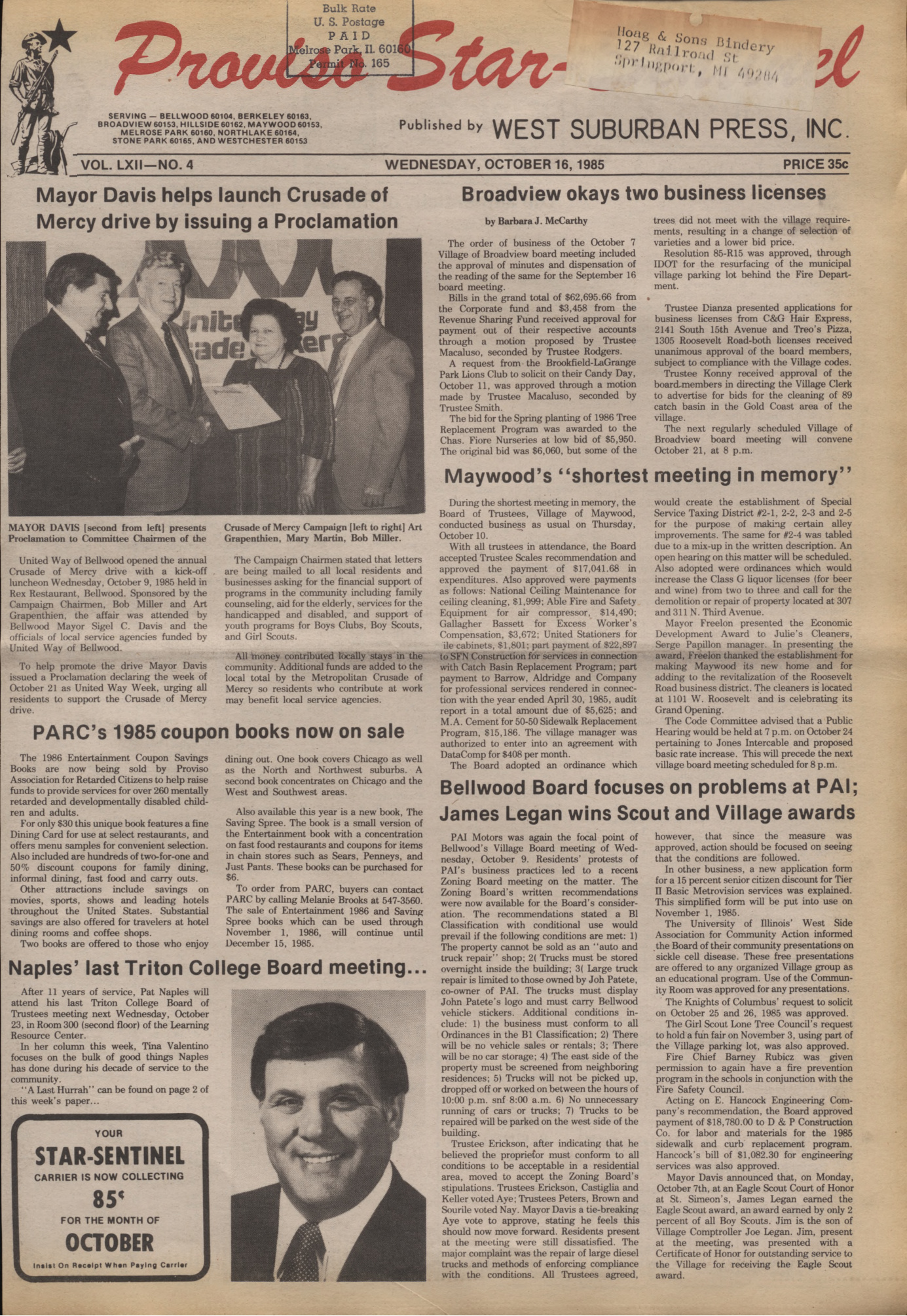 Proviso Star-Sentinel – 19851016