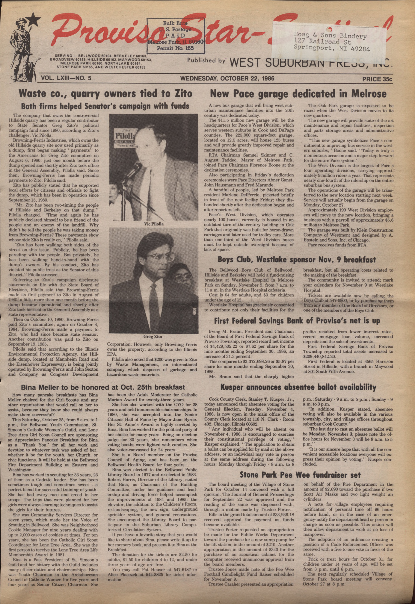 Proviso Star-Sentinel – 19861022