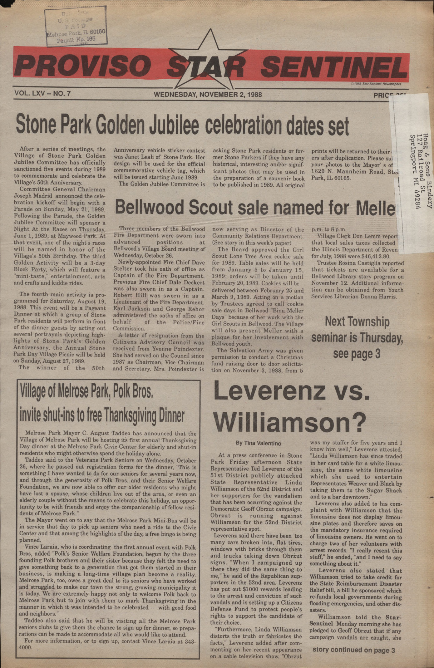 Proviso Star-Sentinel – 19881102