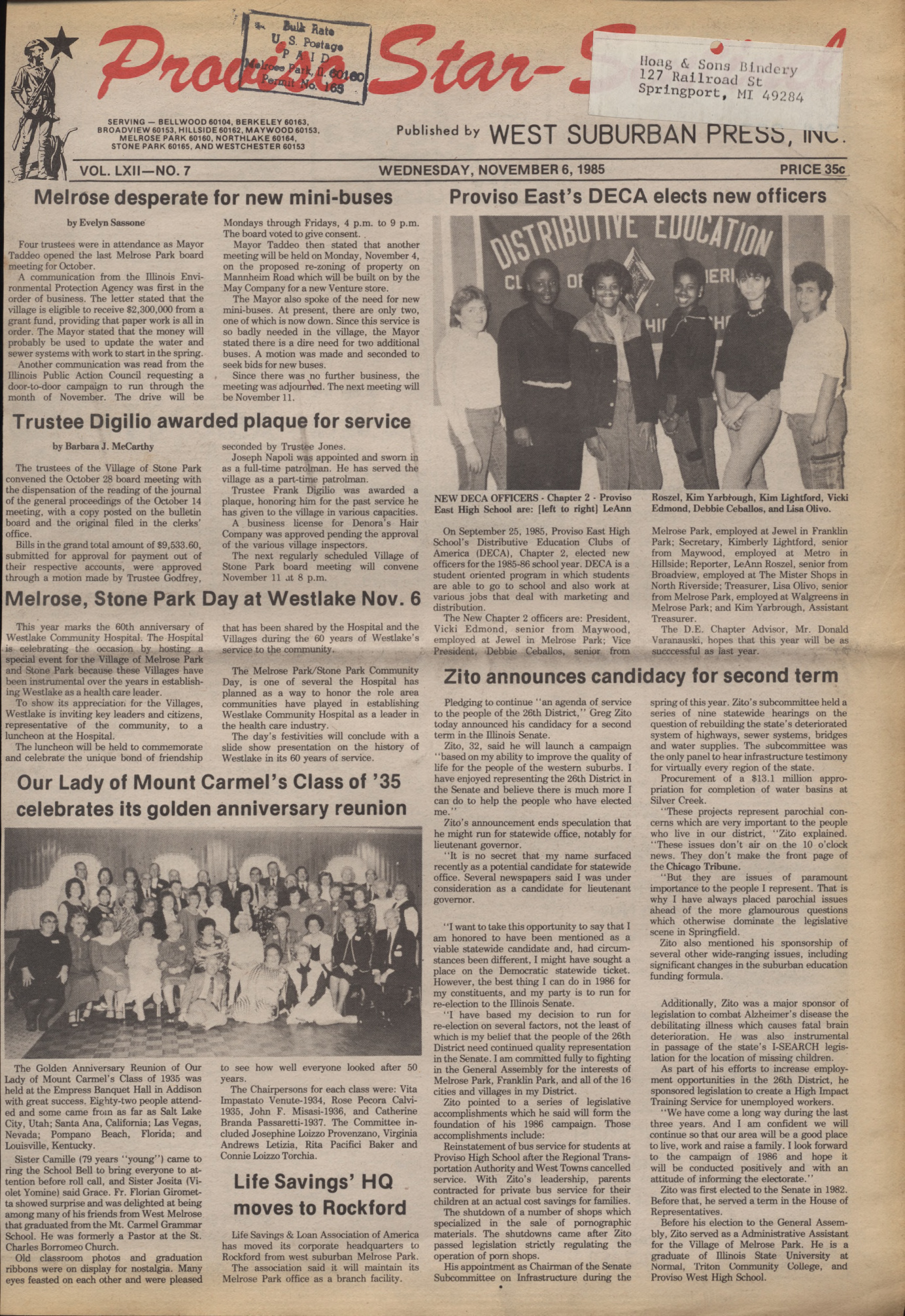 Proviso Star-Sentinel – 19851106