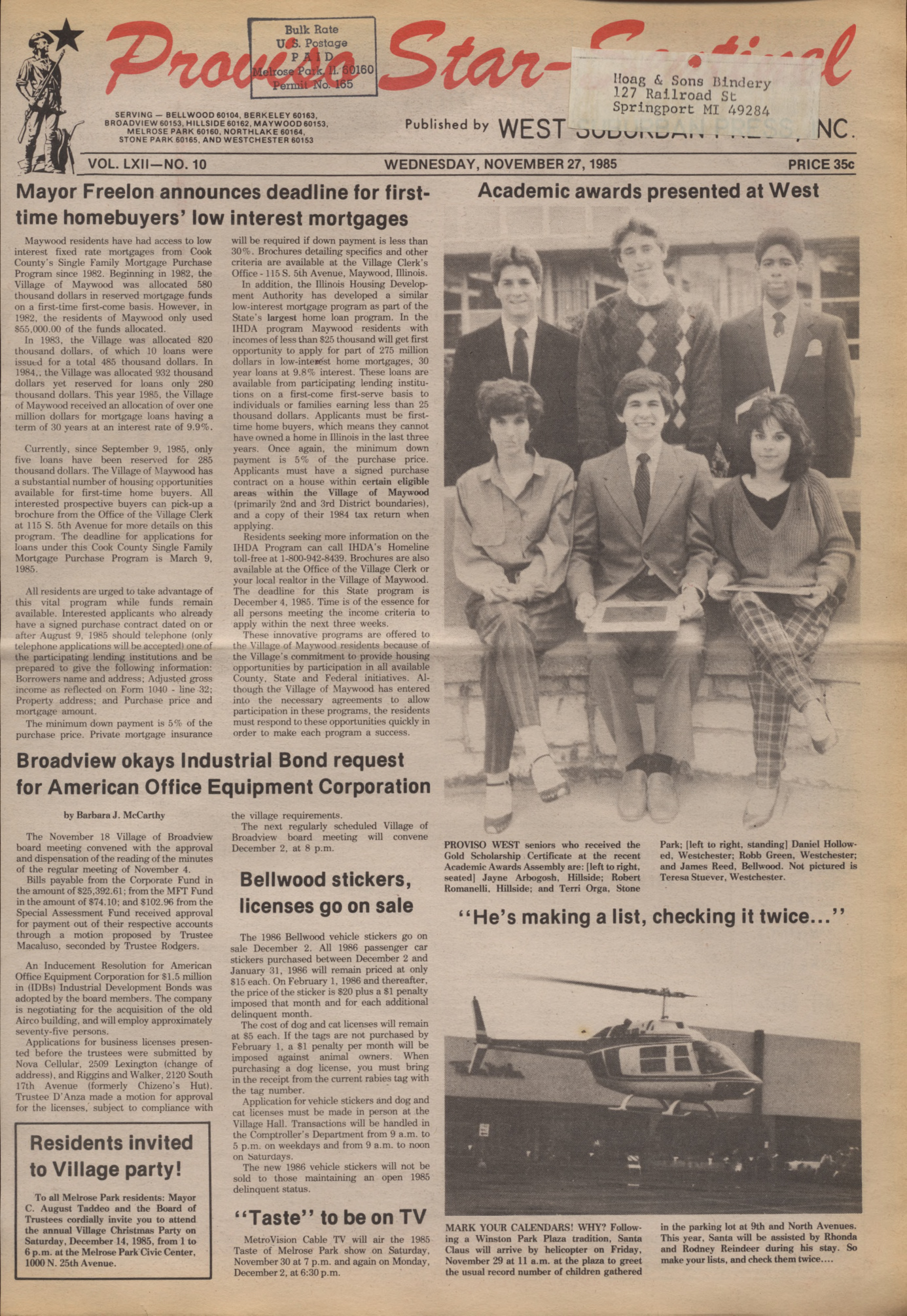 Proviso Star-Sentinel – 19851127