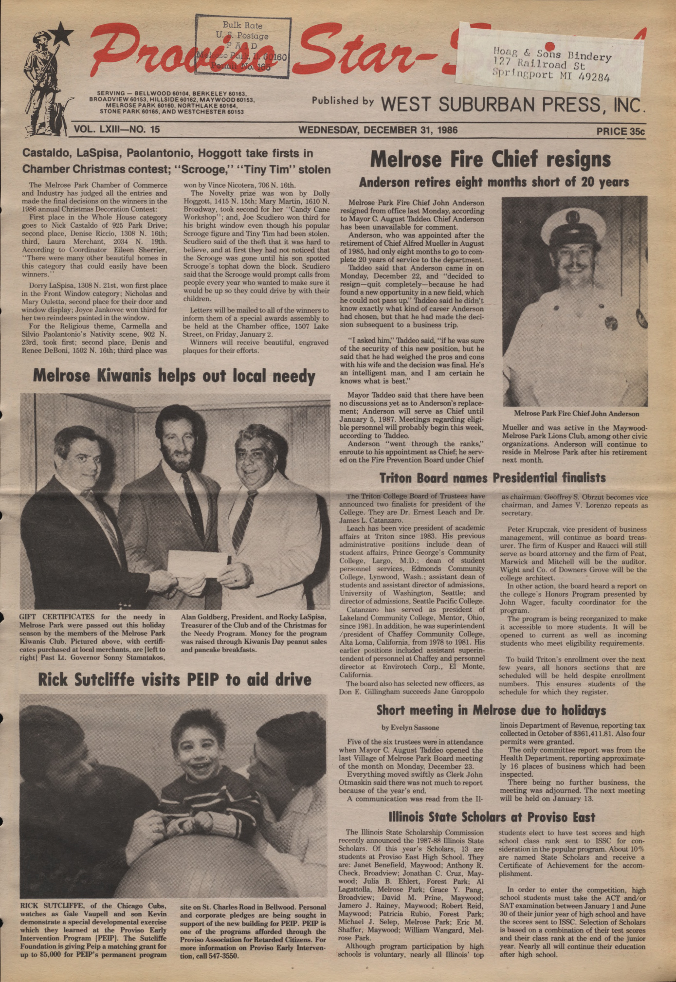 Proviso Star-Sentinel – 19861231